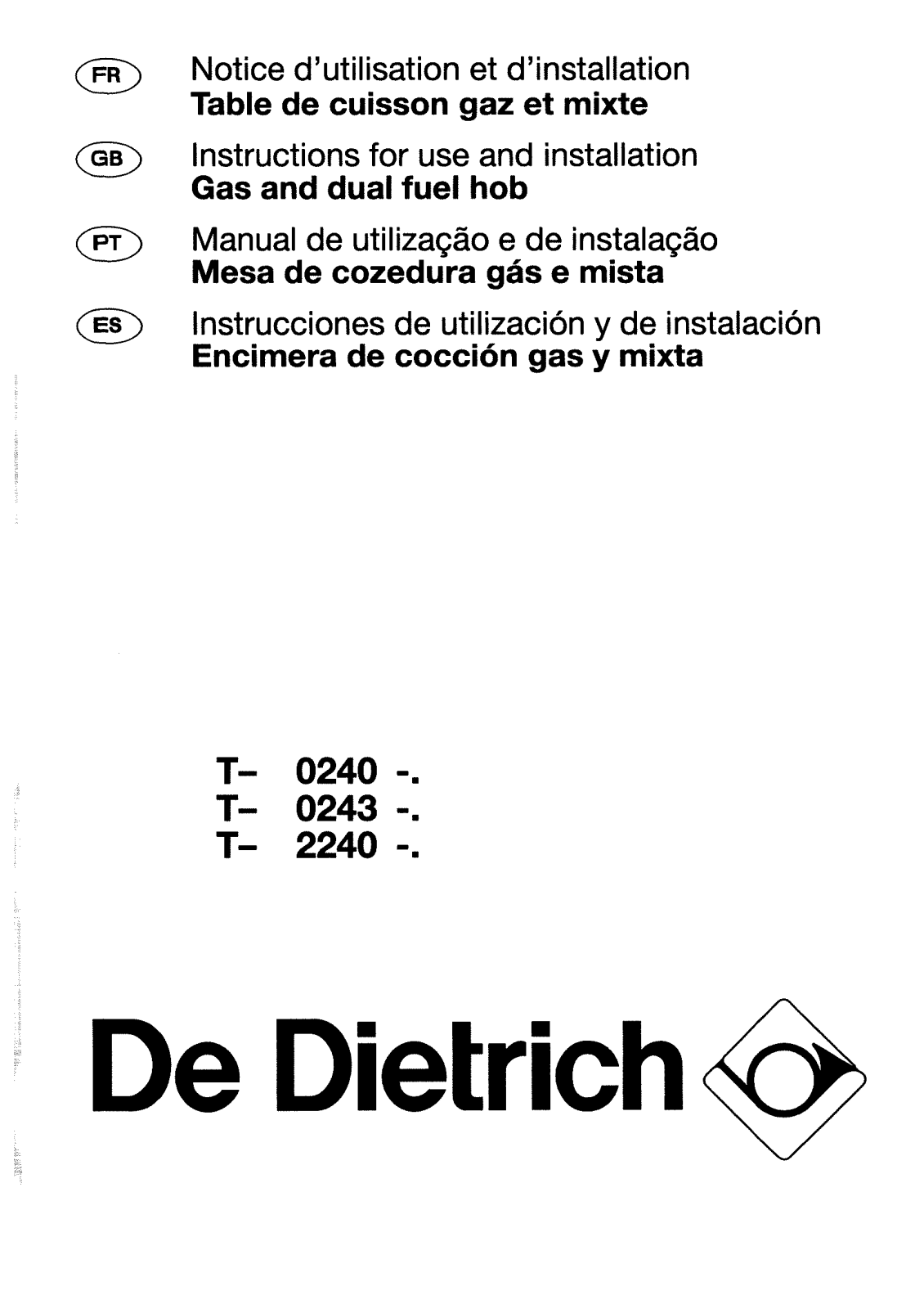 De dietrich TM2240E1, TM2243E1, TM0240E1 User Manual