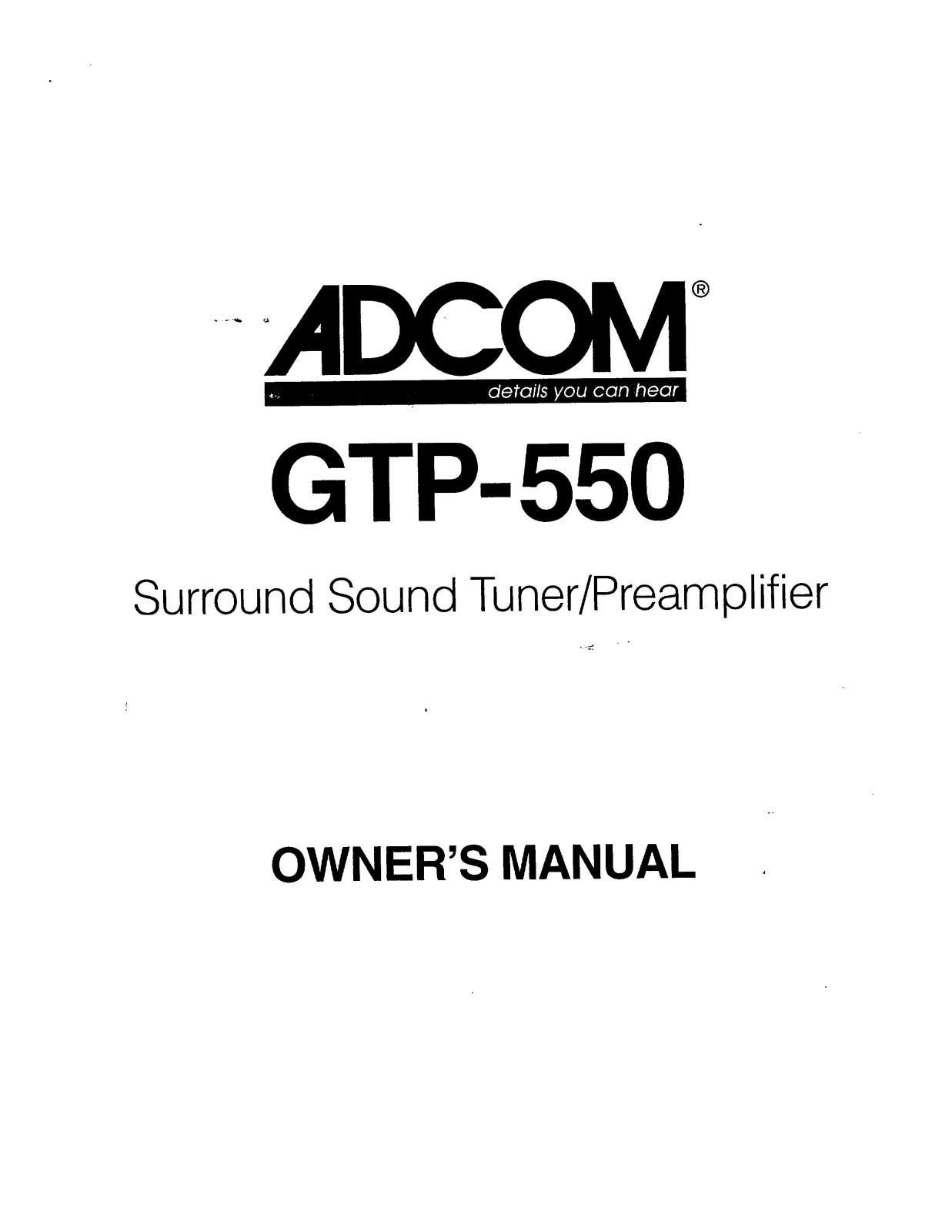 Adcom GTP-550 Owners manual