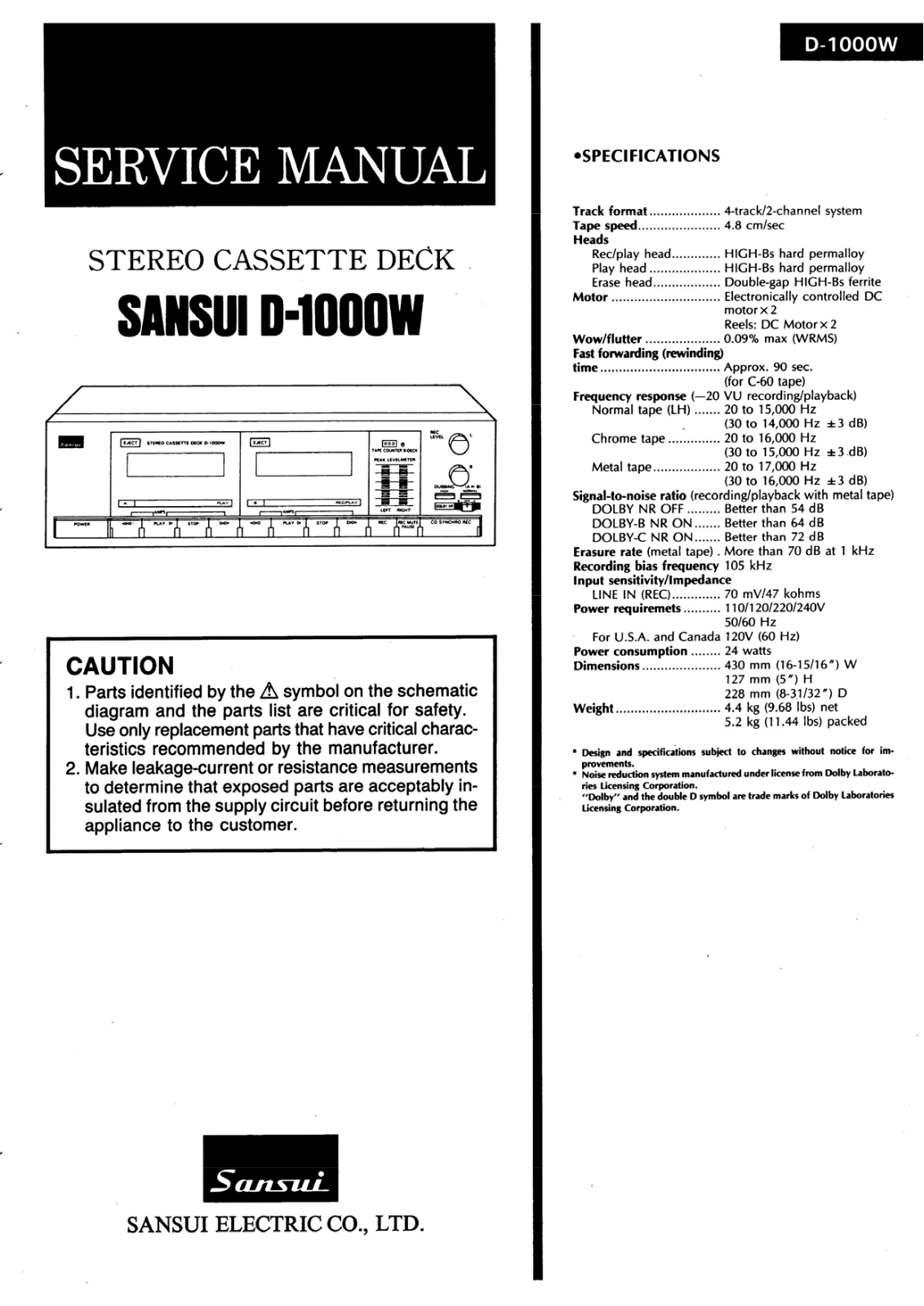 Sansui D-1000-W Service Manual