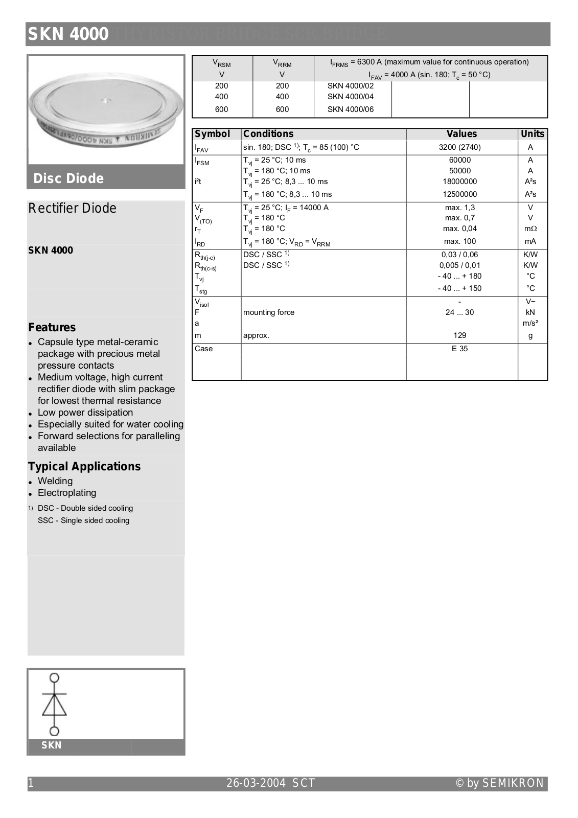 Semikron SKN4000 Data Sheet