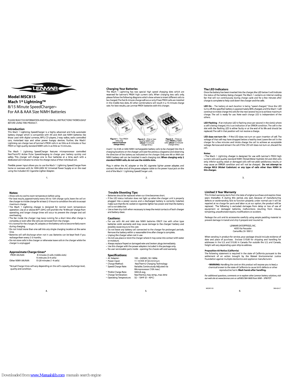 Lenmar MSC815 Mach 1 Lightning User Manual