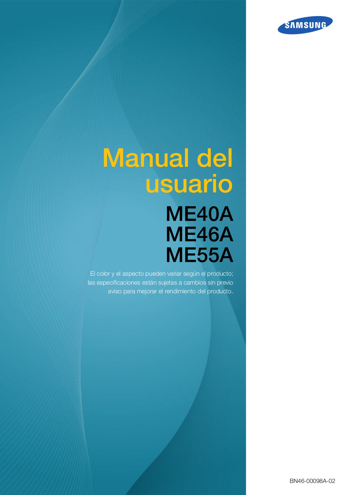Samsung ME40A, ME46A, ME55A, UE46A, UE55A Manual