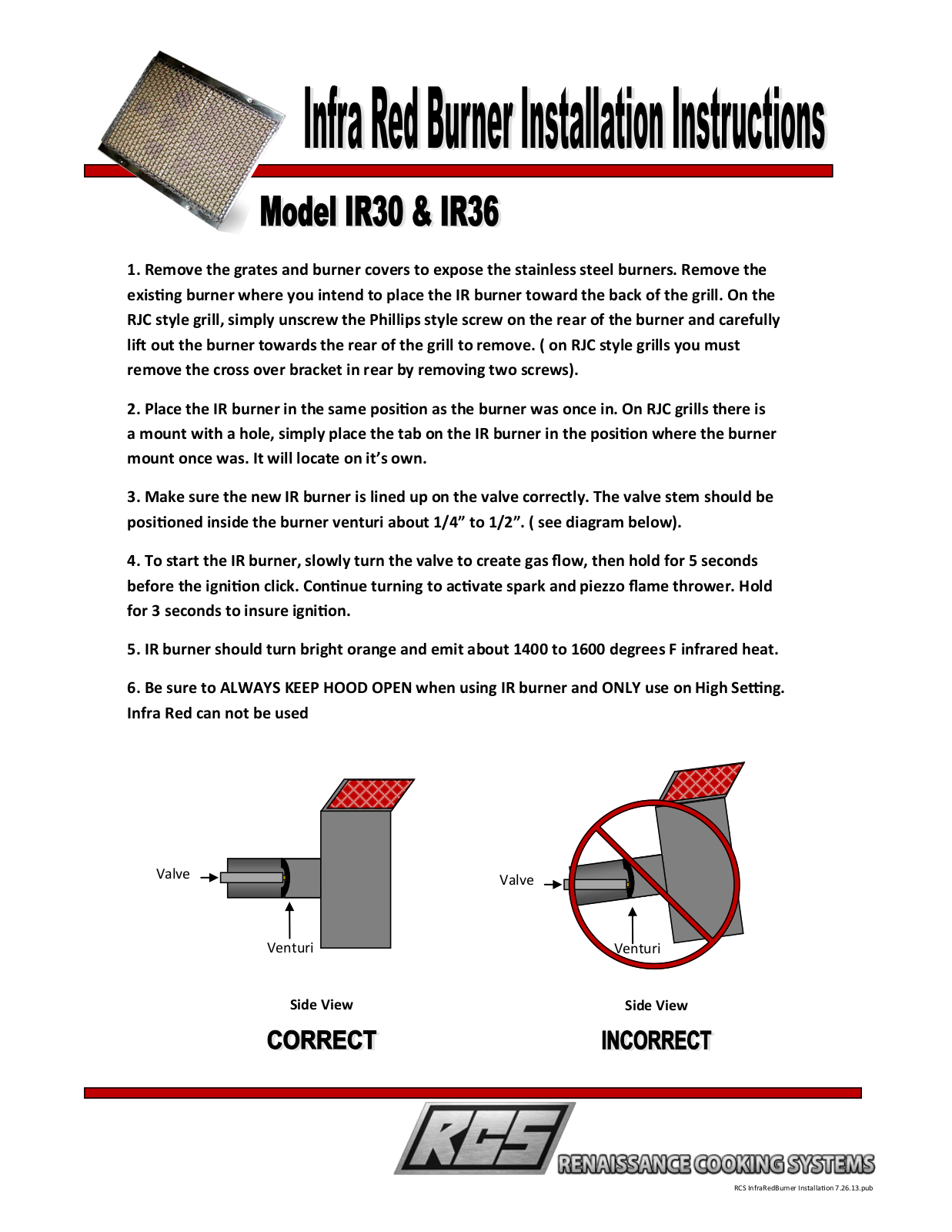 RCS IR2632 Installation Manual