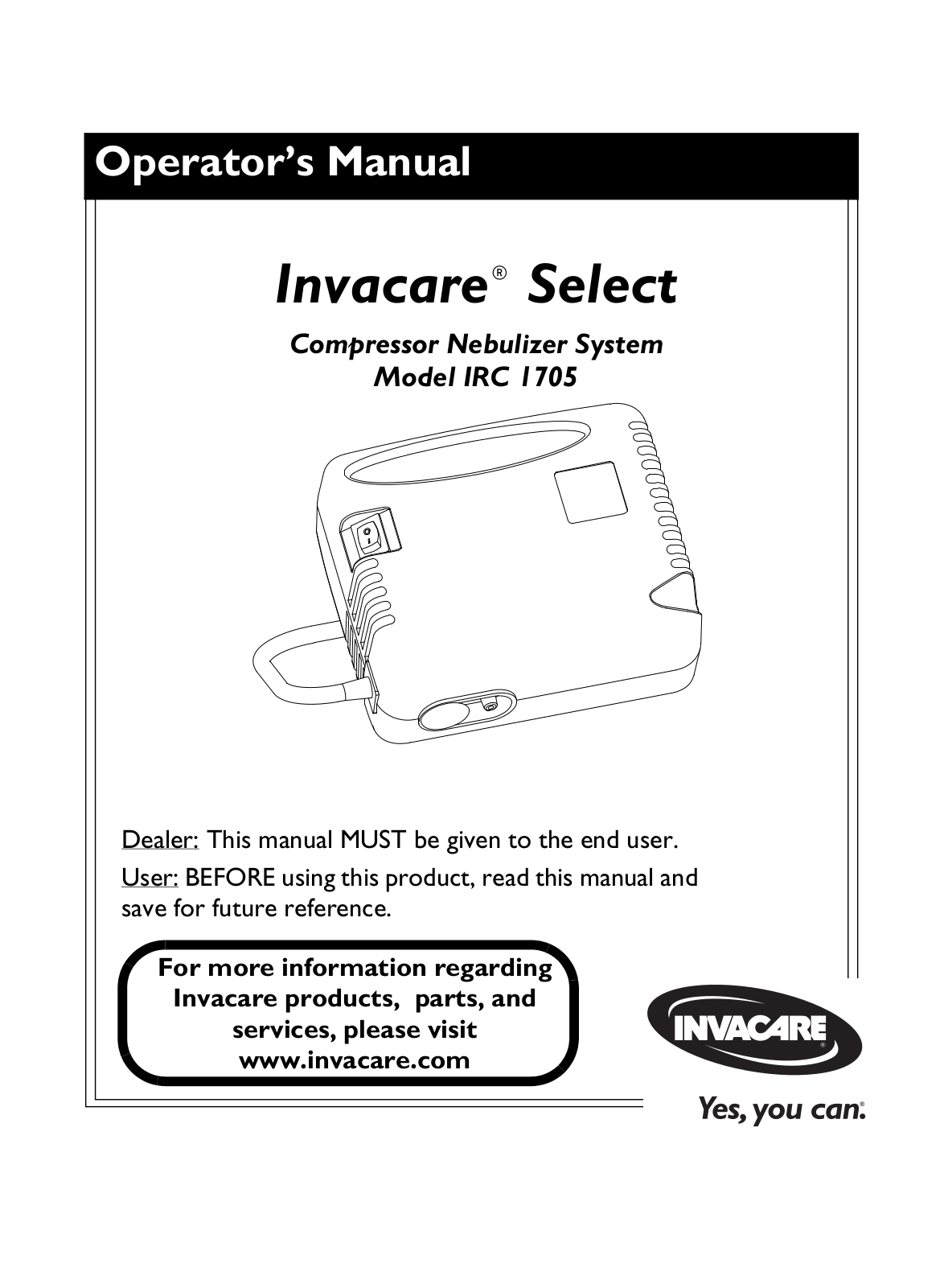 Invacare IRC 1705 User Manual