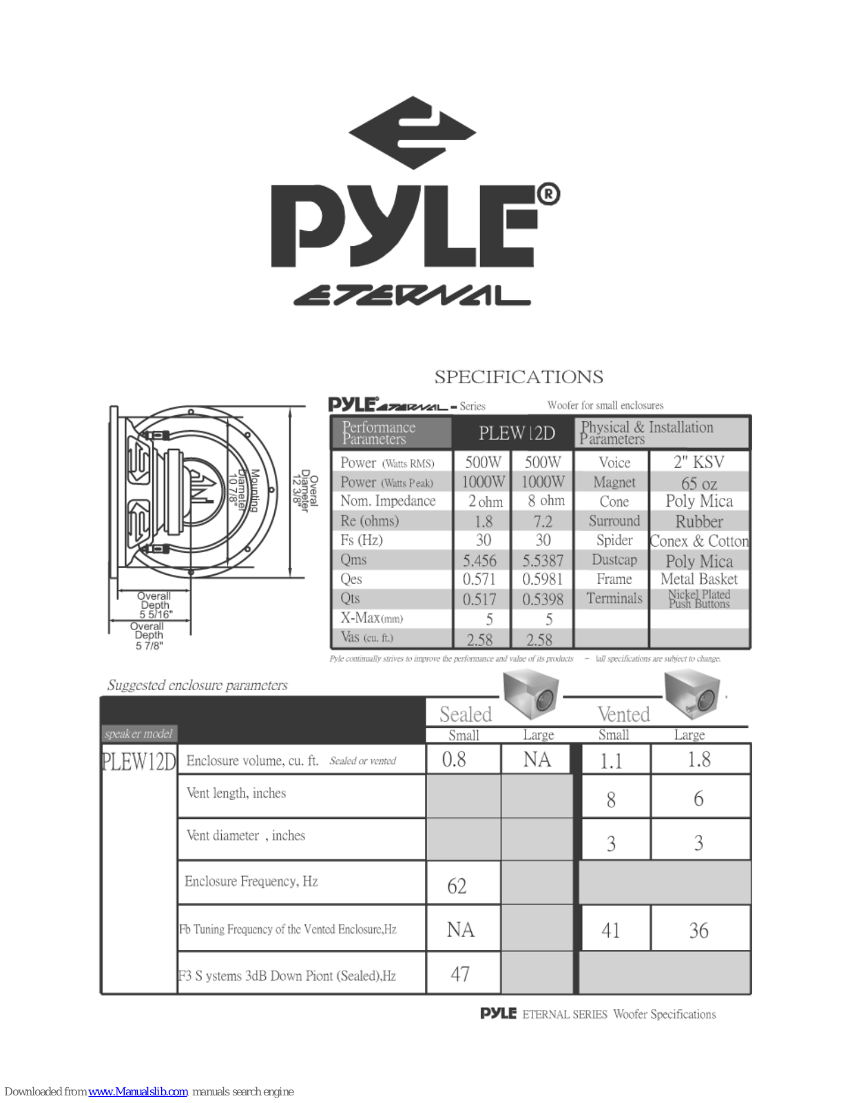 Pyle PLEW12D Specifications - ManualMachine.com