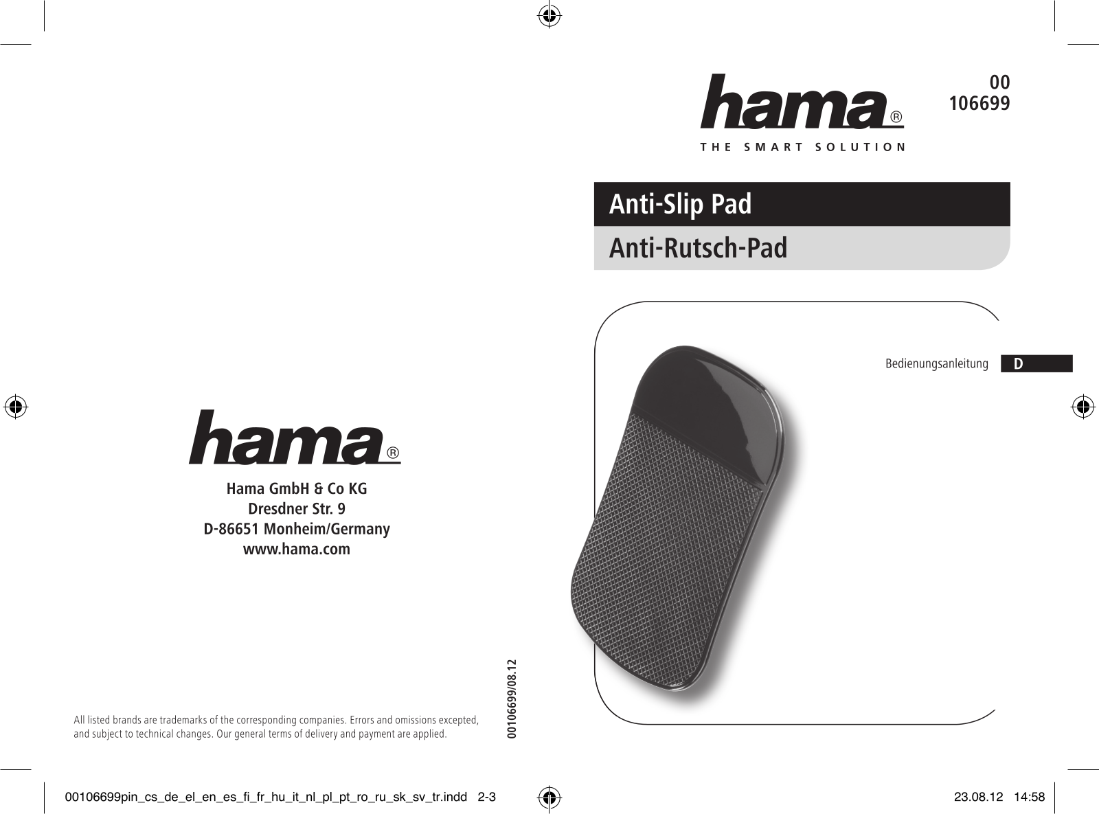 Hama Anti-Slip Pad User guide