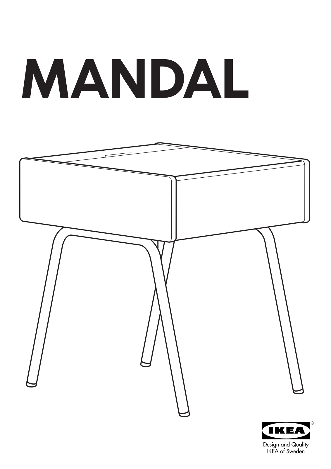 IKEA MANDAL BEDSIDE TABLE 18X19 Assembly Instruction