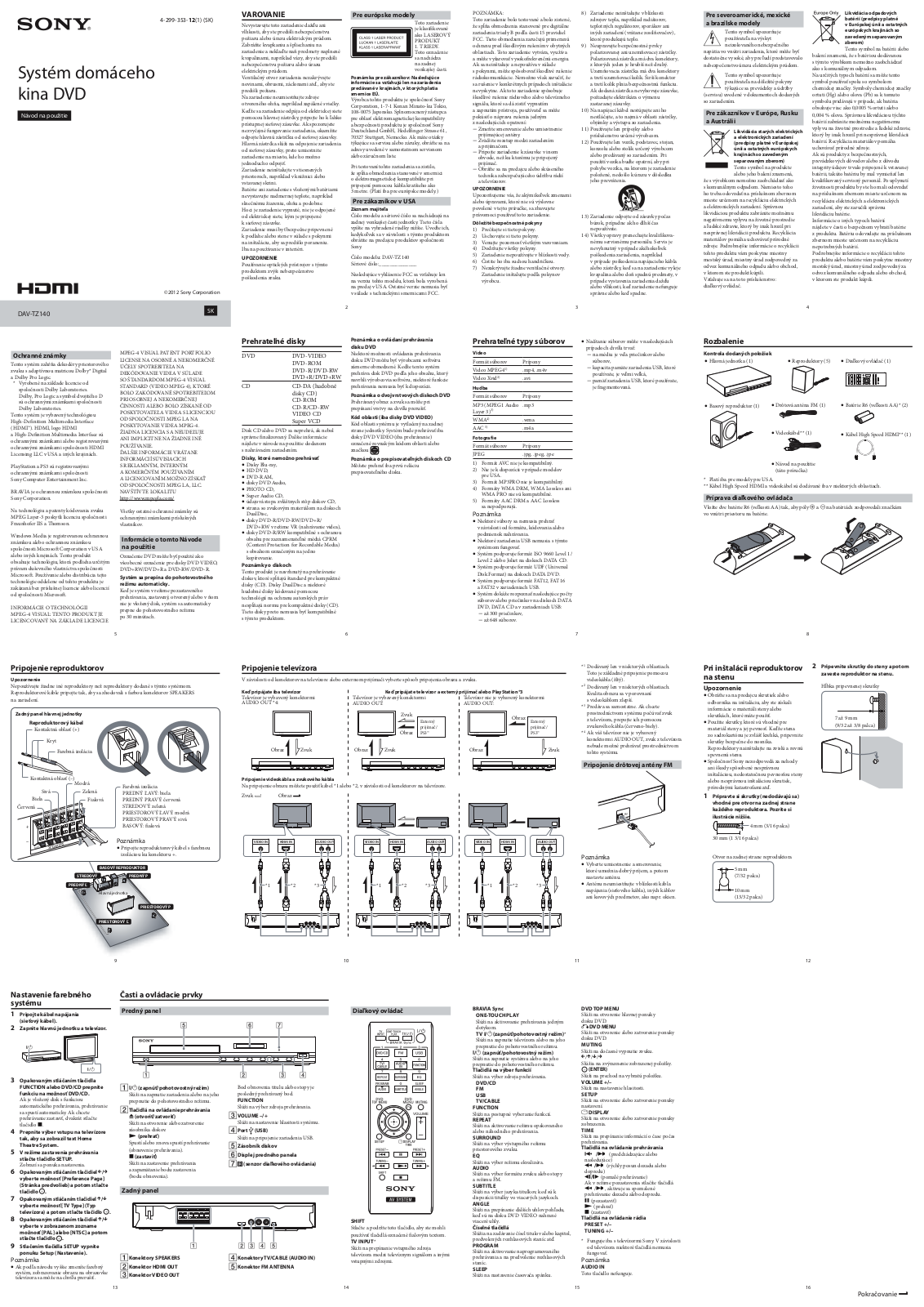 Sony DAV-TZ140 User Manual