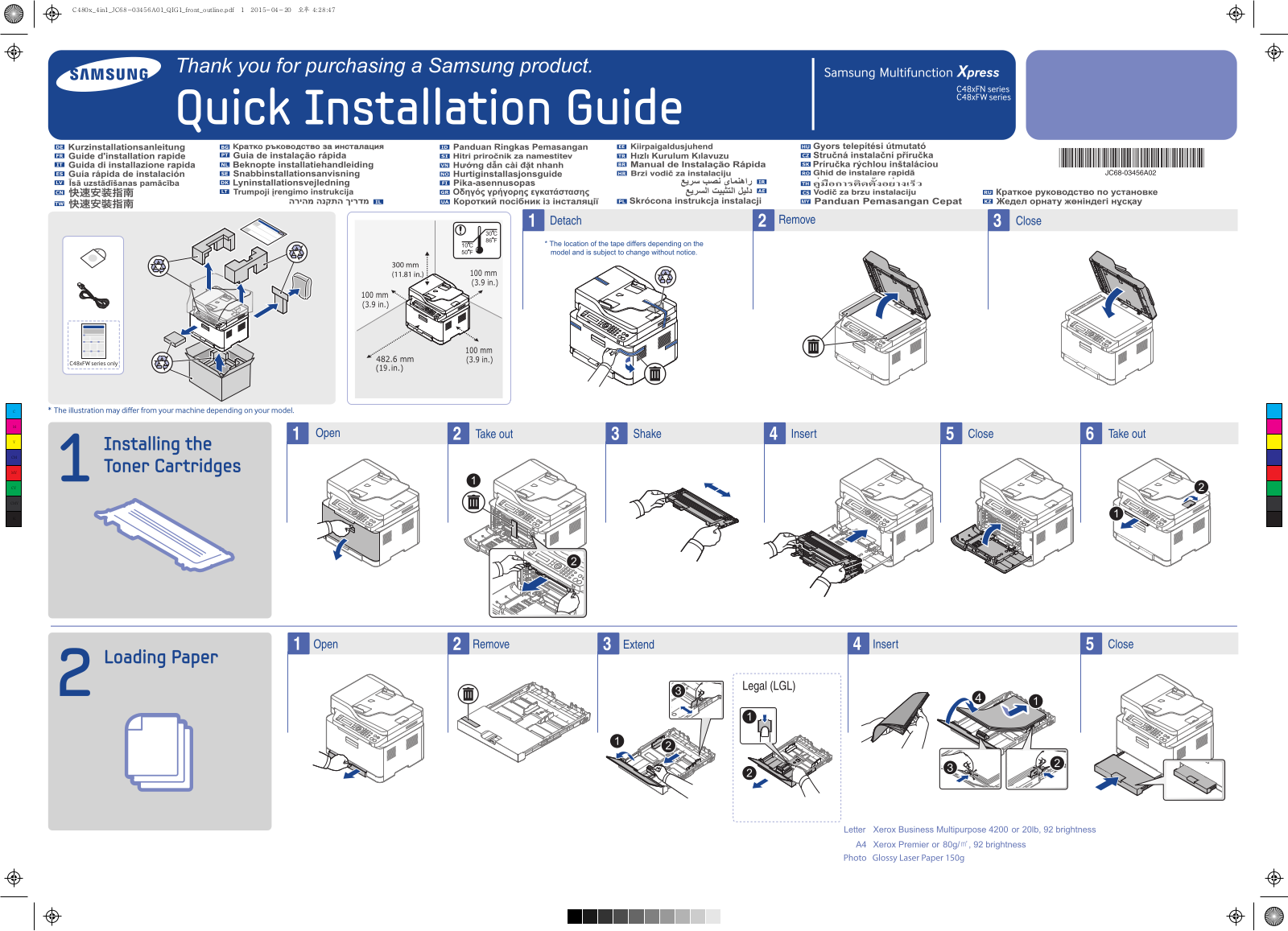 Samsung SL-C480FN Quick installation guide