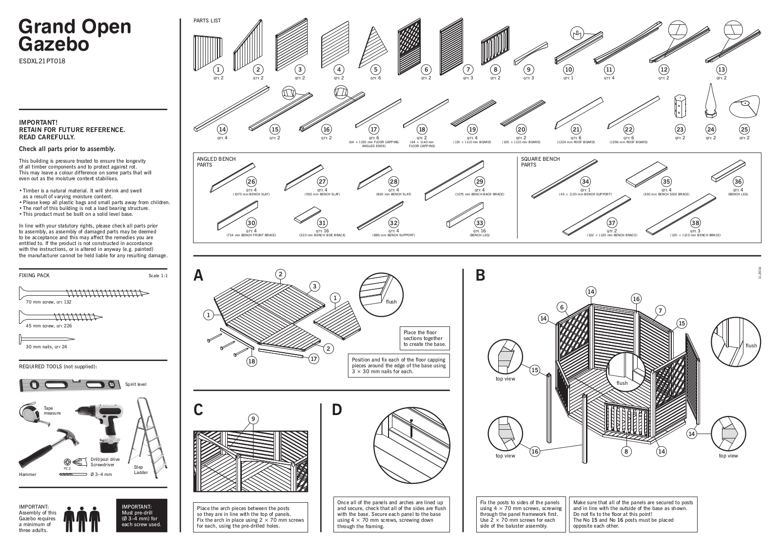 Mercia Garden Products ESDXL21PT018 Instruction manual