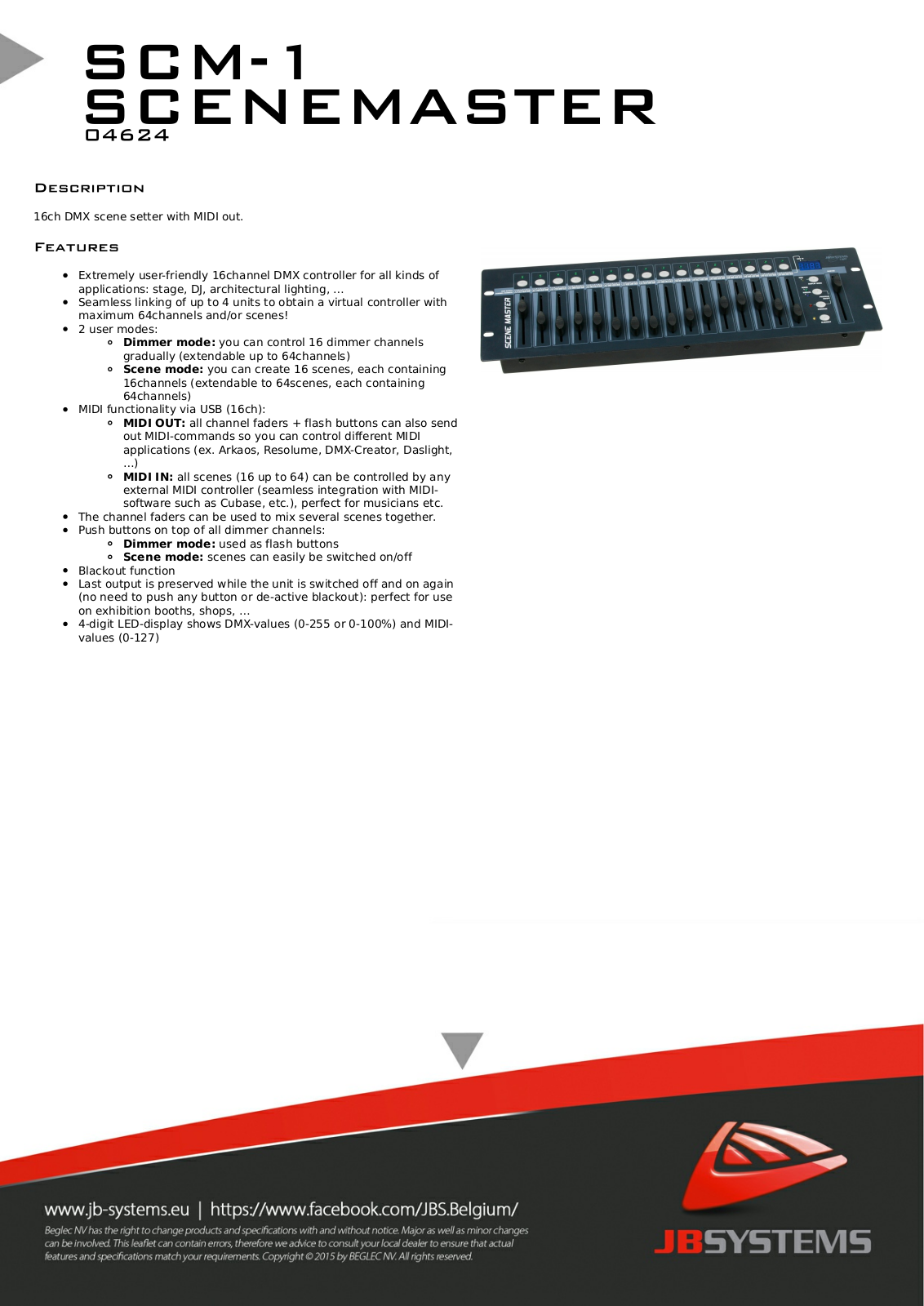 JB Systems SCM-1 SCENEMASTER User Manual