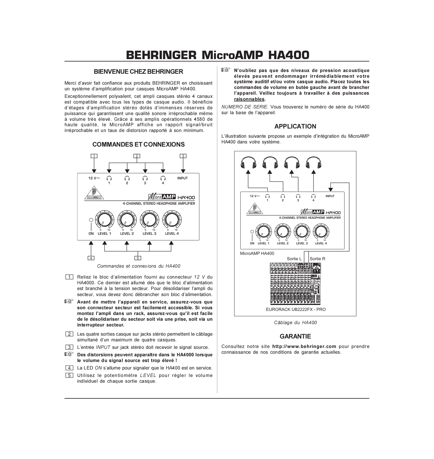 BEHRINGER HA400 User Manual