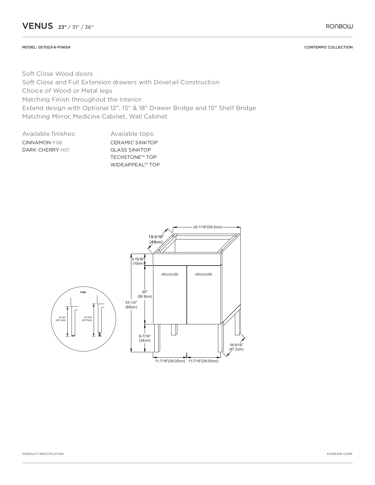 Ronbow RNB1725 Specifications