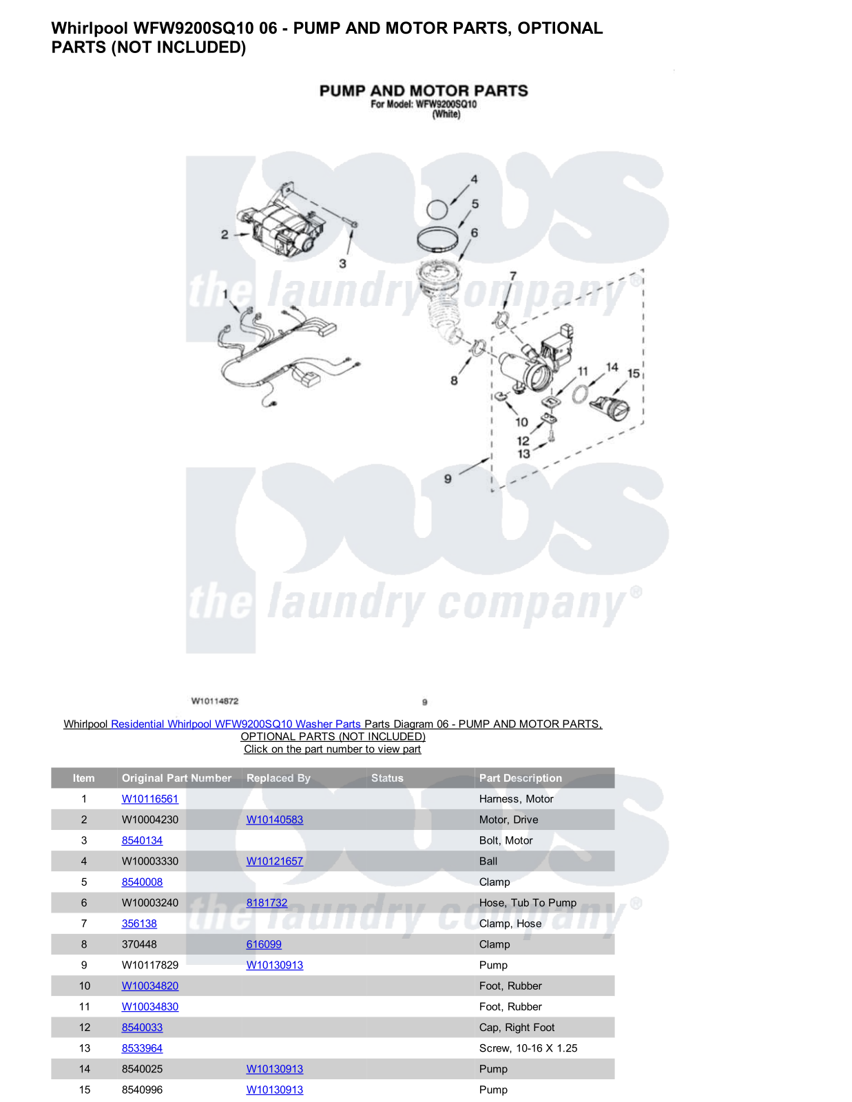 Whirlpool WFW9200SQ10 Parts Diagram