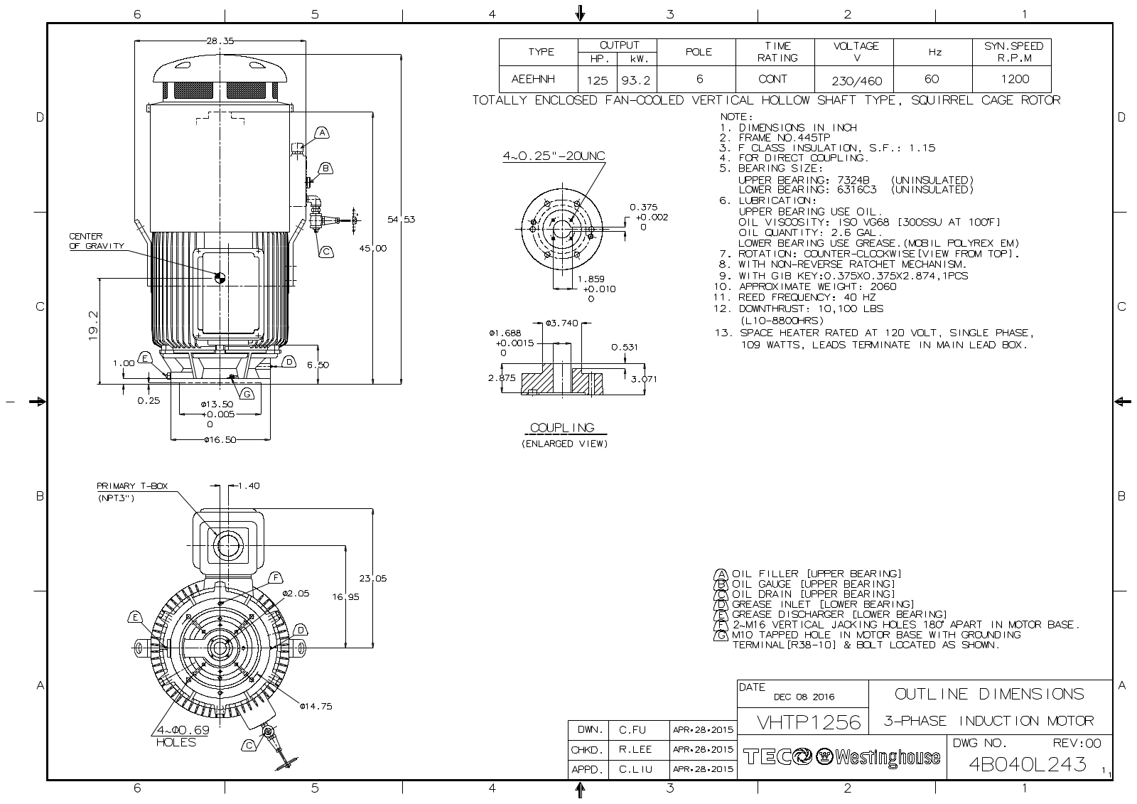 Teco VHTP1256 Reference Drawing