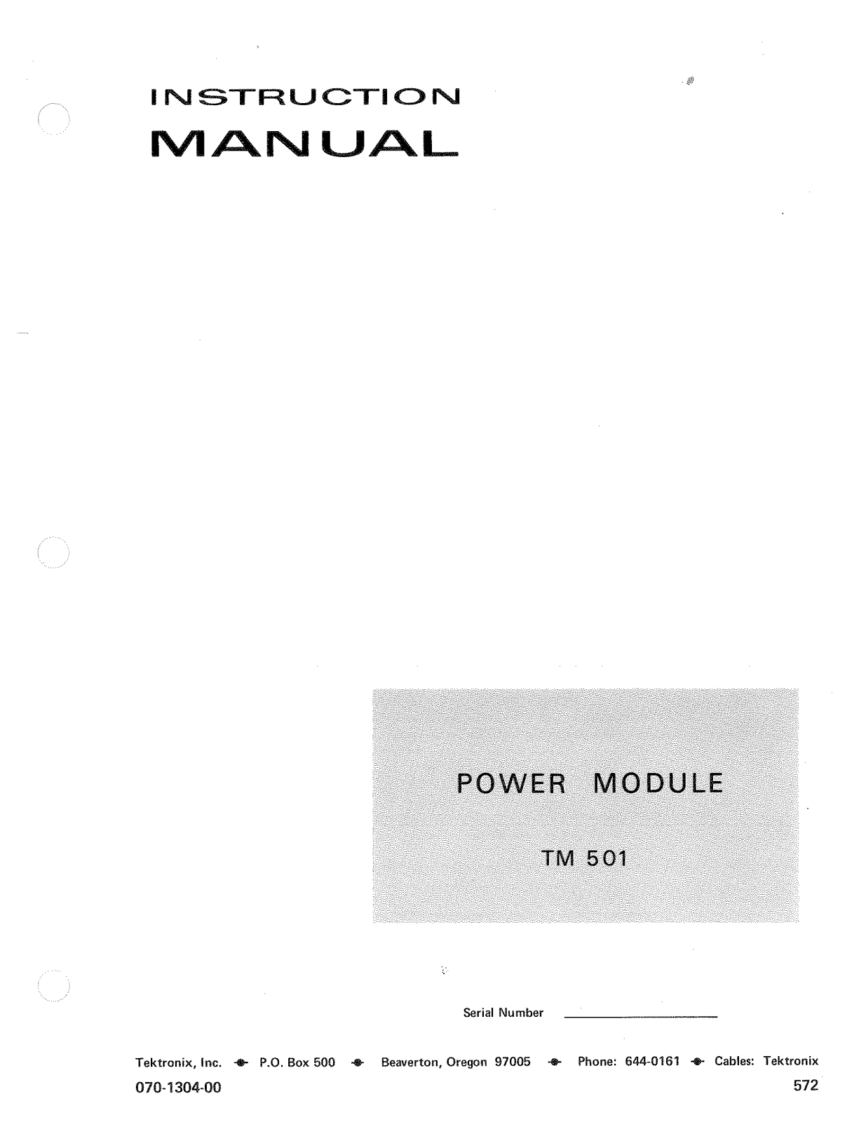 Tektronix TM 501 User Manual