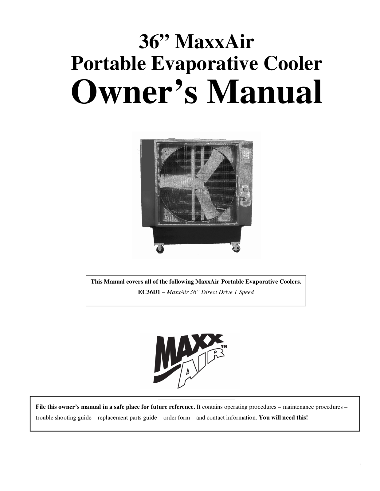 Ventamatic EC36D1 User Manual