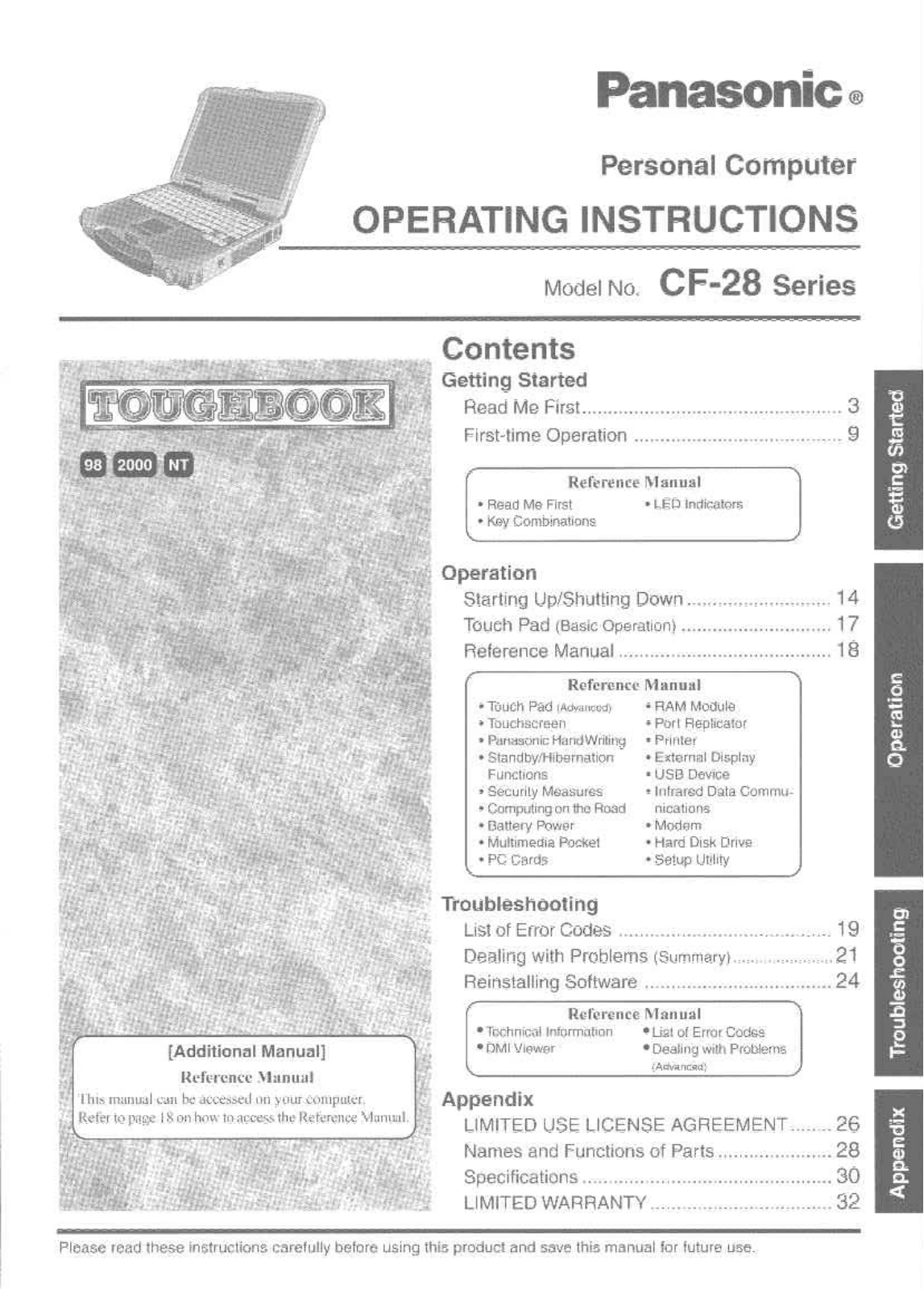 Panasonic CF-28PBJAZPM, CF-28PCJAZQM, CF-28PCJAZPM User Manual