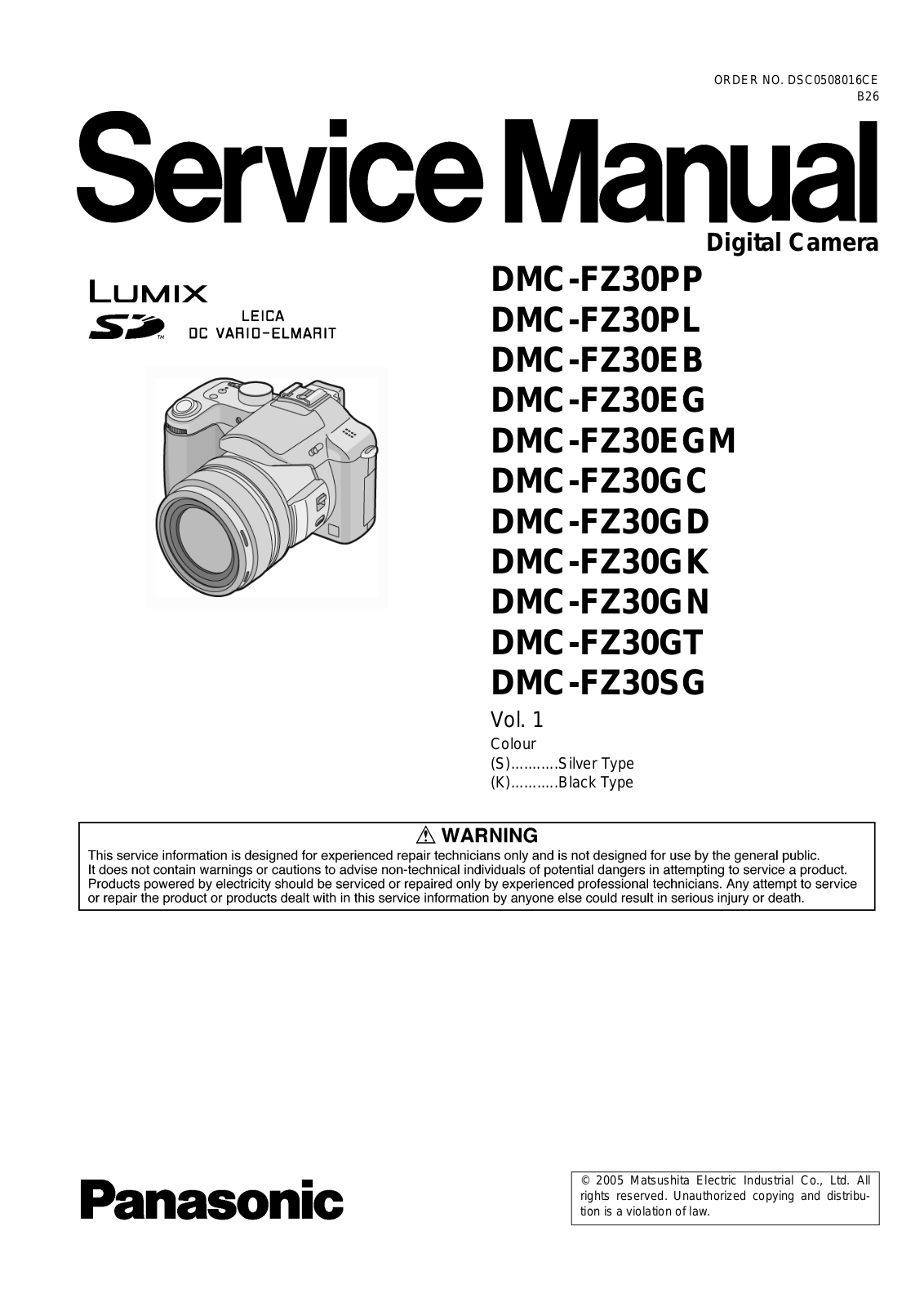 Panasonic DMC-FZ30 Service Manual