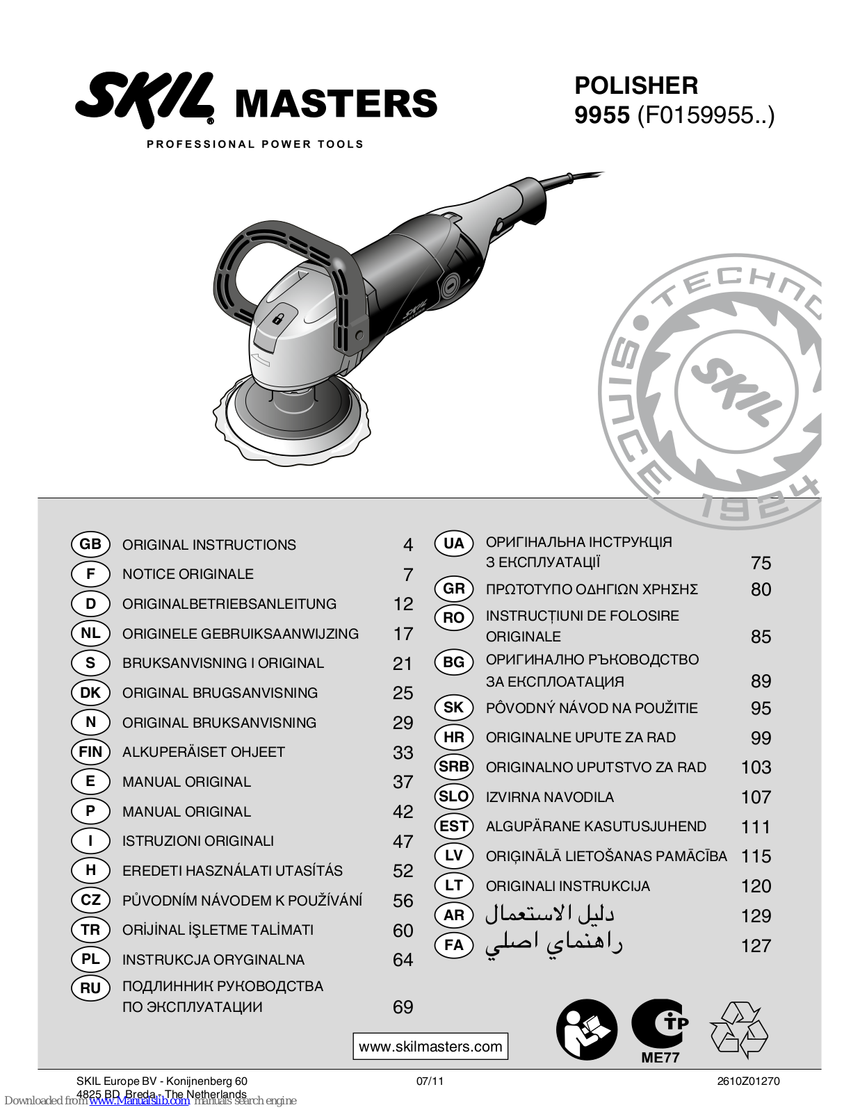 Skil Masters F0159955, Masters 9955 Original Instructions Manual