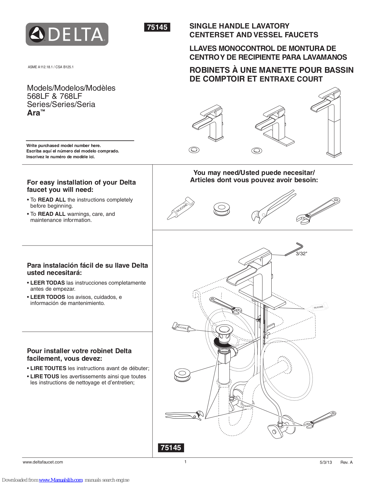 Delta 568LF, 768LF User Manual