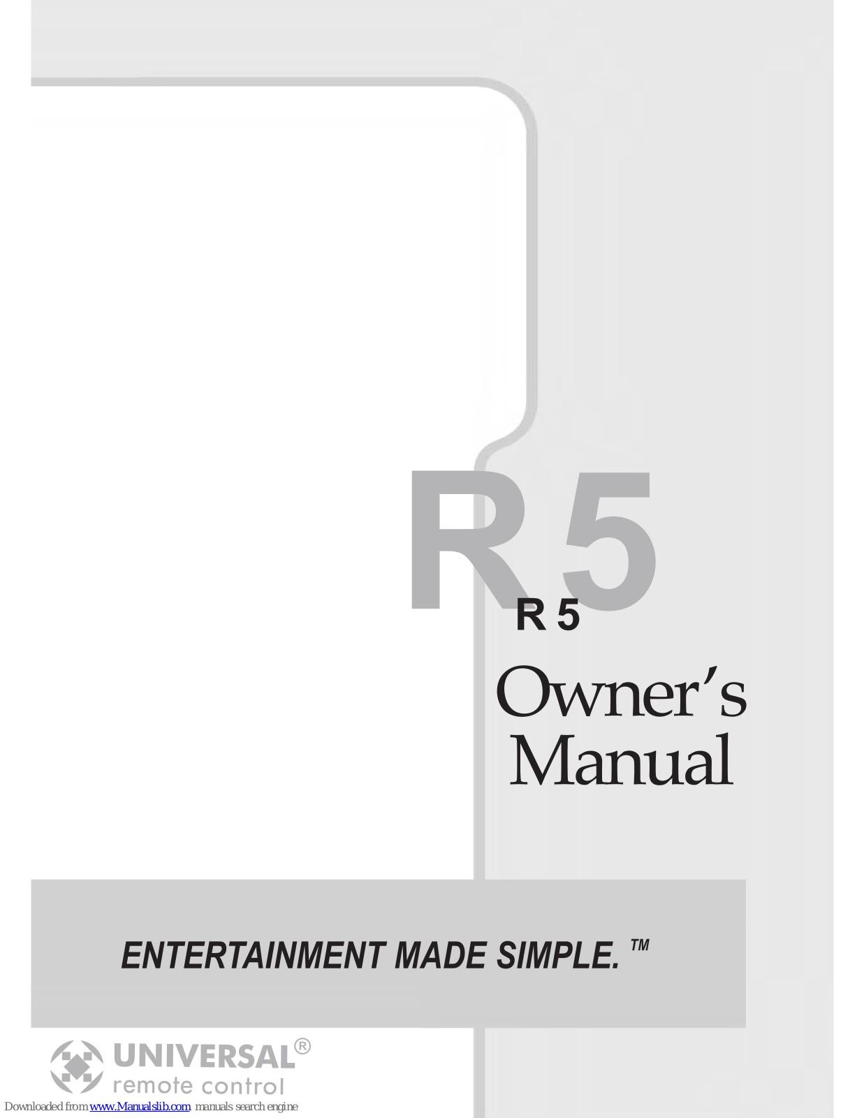 Universal Remote R5 Owner's Manual - ManualMachine.com