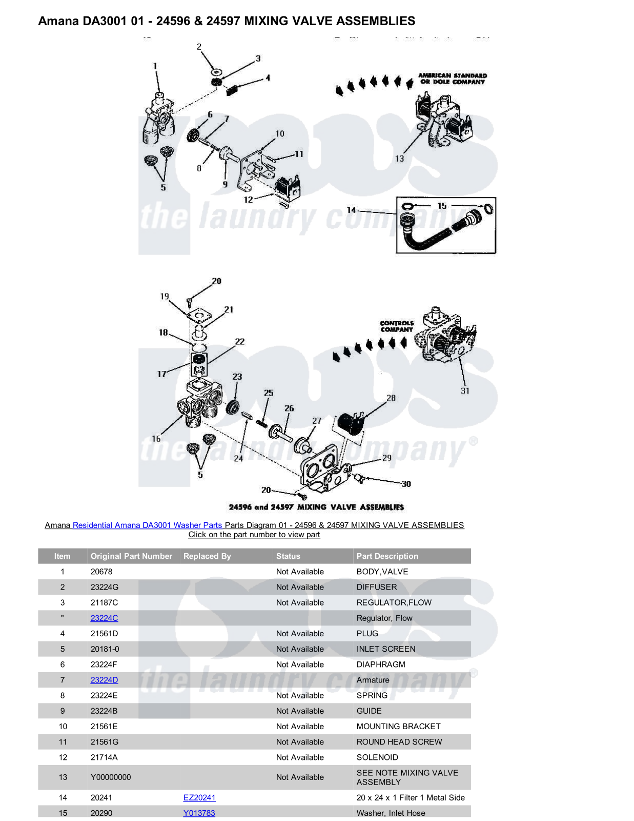 Amana DA3001 Parts Diagram