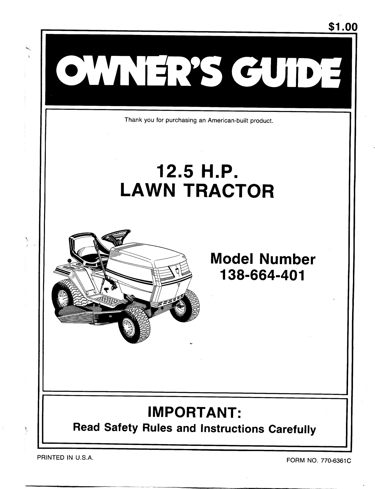 MTD 138-664-401 User Manual