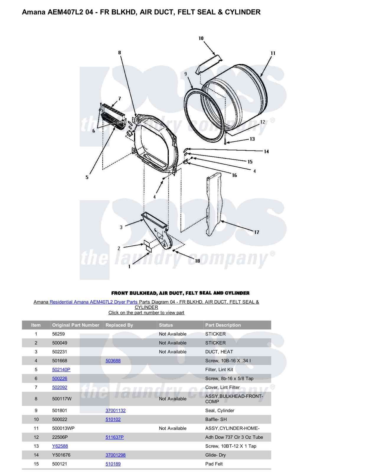 Amana AEM407L2 Parts Diagram