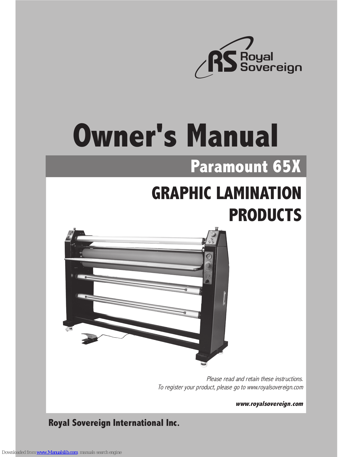 Royal Sovereign Paramount 65X Owner's Manual