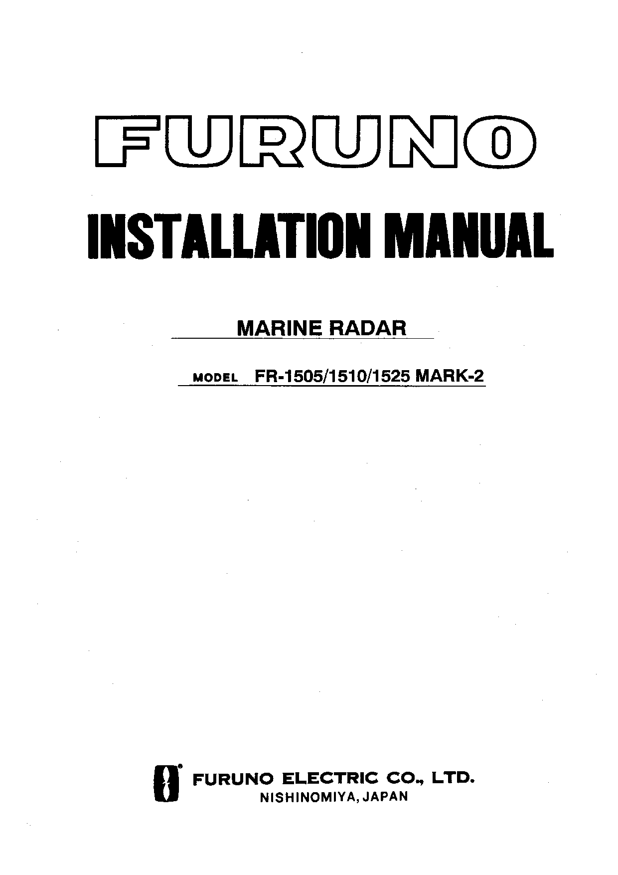 Furuno FR-1525, FR-1510, FR-1505 User Manual