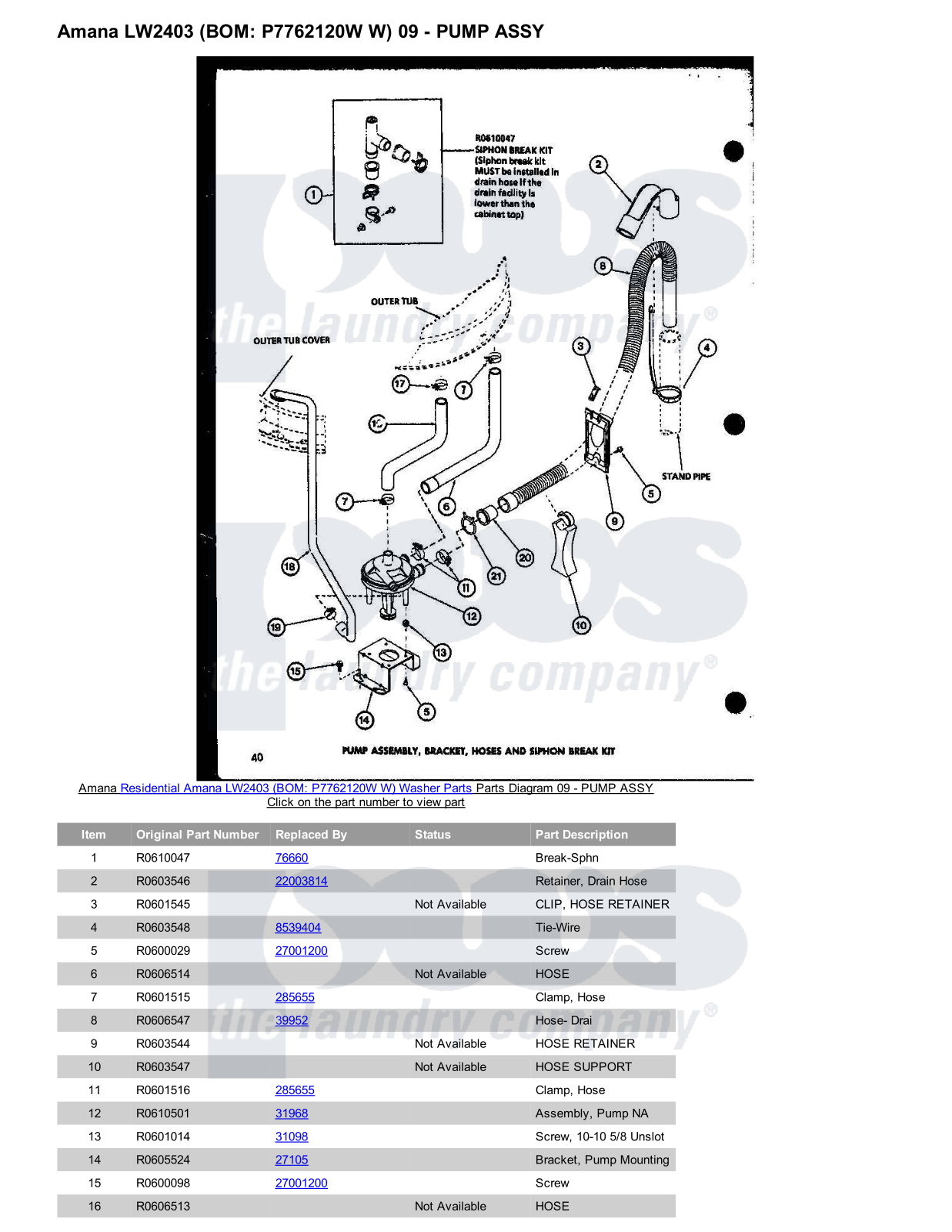 Amana LW2403 Parts Diagram