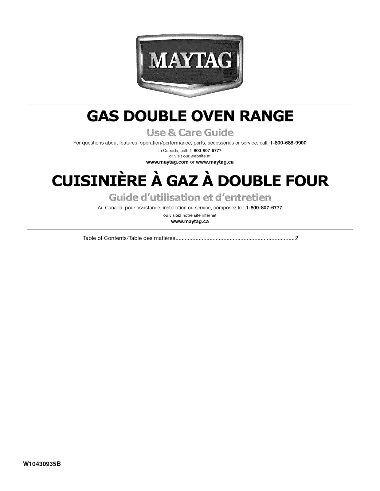 Maytag MGT8775XB03, MGT8885XB04, MGT8885XW04, MGT8885XW03, MGT8885XS04 Owner’s Manual