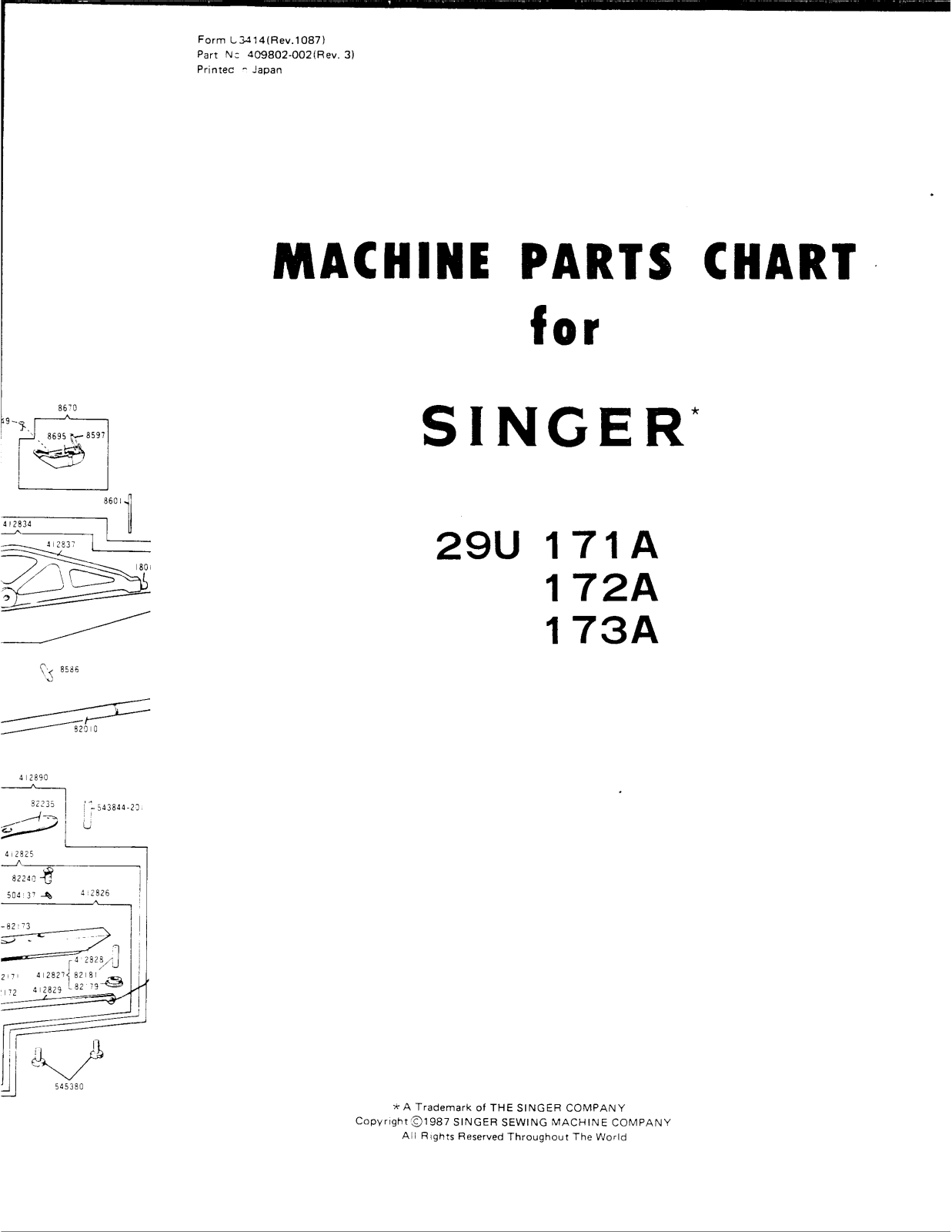 Singer 29U 171A, 29U 173A, 29U 172A User Manual