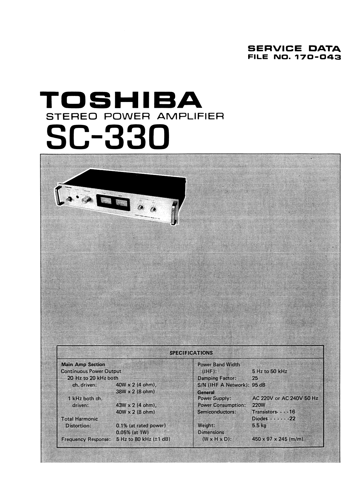 Toshiba SC-330 Service manual