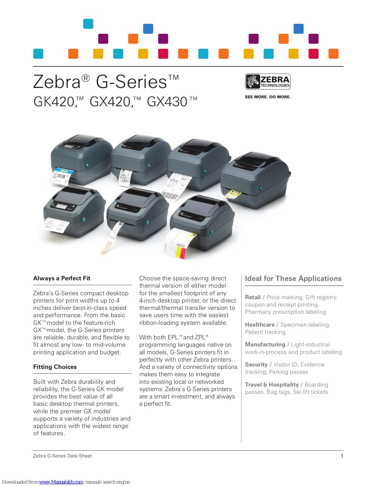 Zebra GK420, GX420, GX430 Specifications