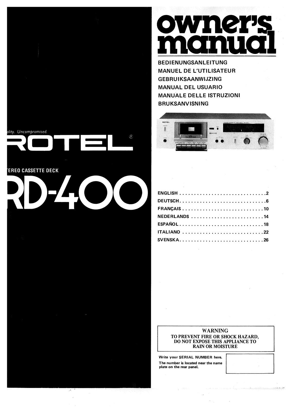 Rotel RD-400 User Manual