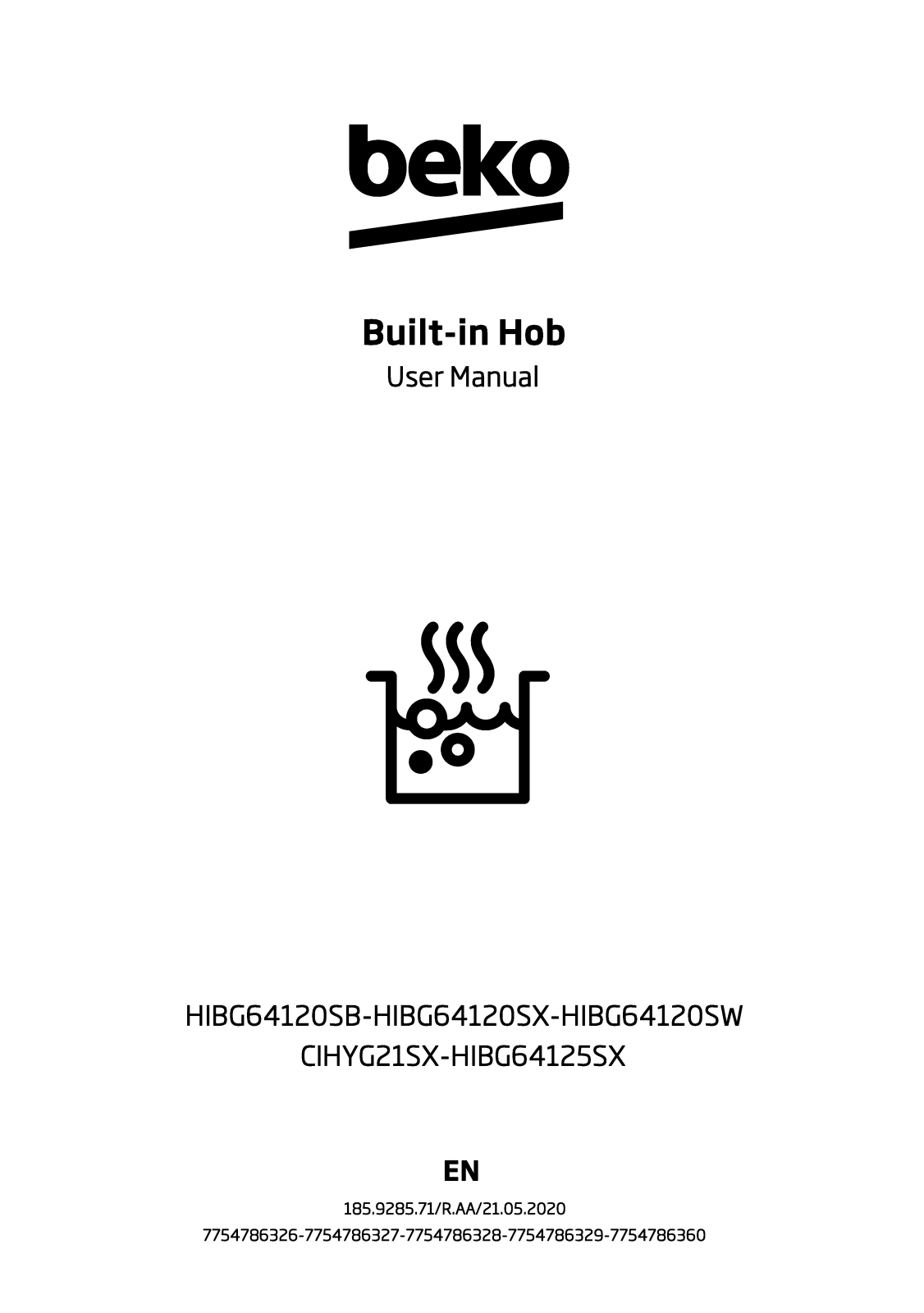 Beko HIBG64120SB, HIBG64120SX, HIBG64120SW, CIHYG21SX, HIBG64125SX User manual