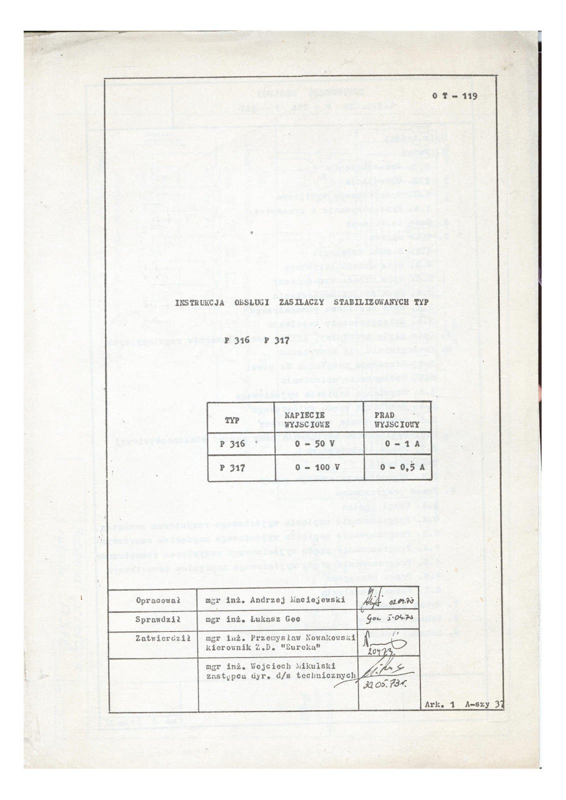 Polskie P316, P317 User Manual