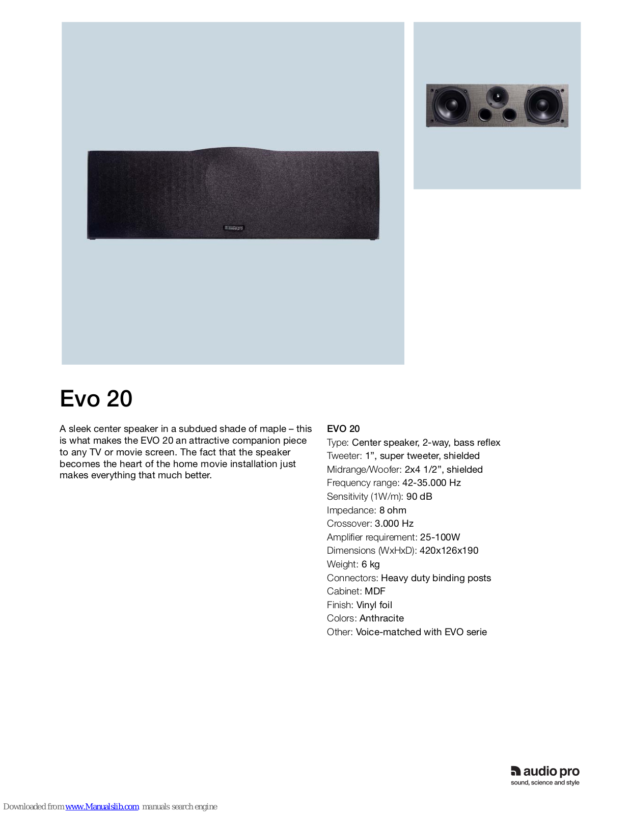 Audio Pro Evo 20 Specifications - ManualMachine.com