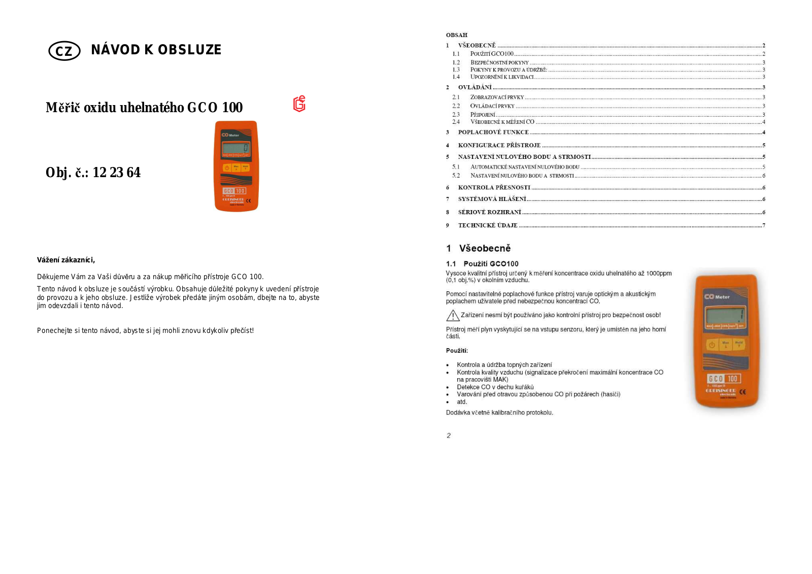 Greisinger GCO 100 User guide