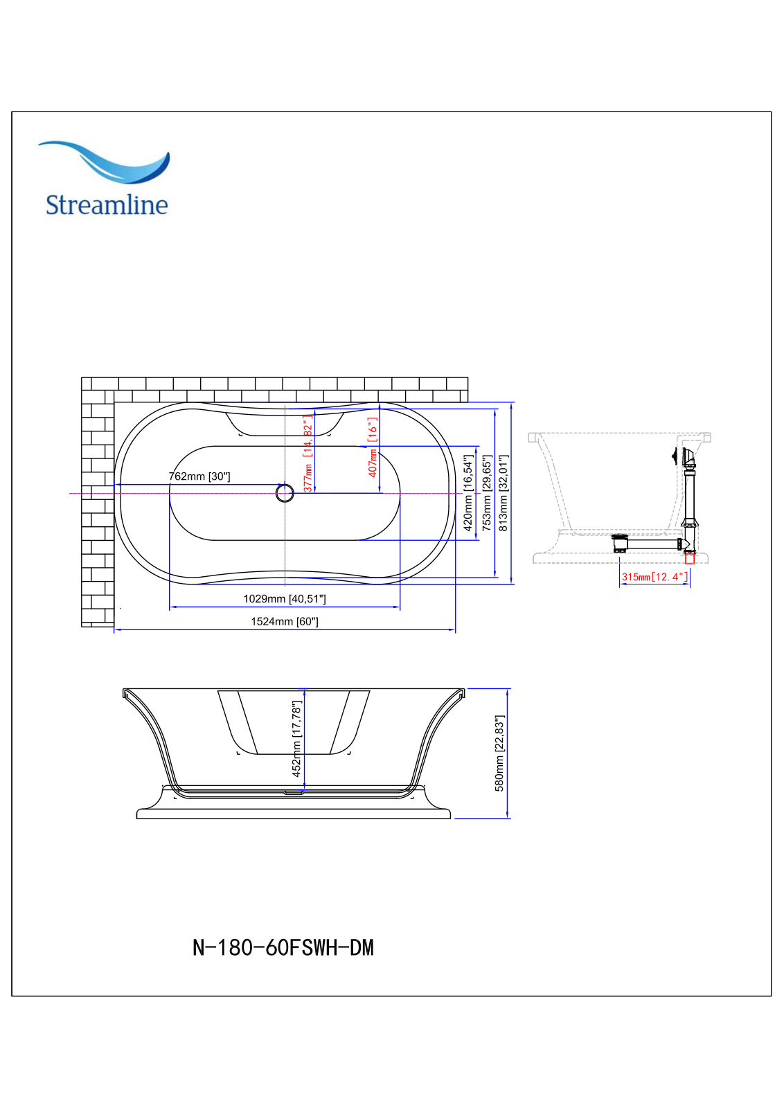 Streamline Bath SLBH5112 Dimensions - ManualMachine.com