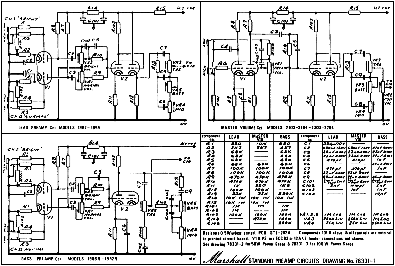 Marshall 1986N, 1992N schematic