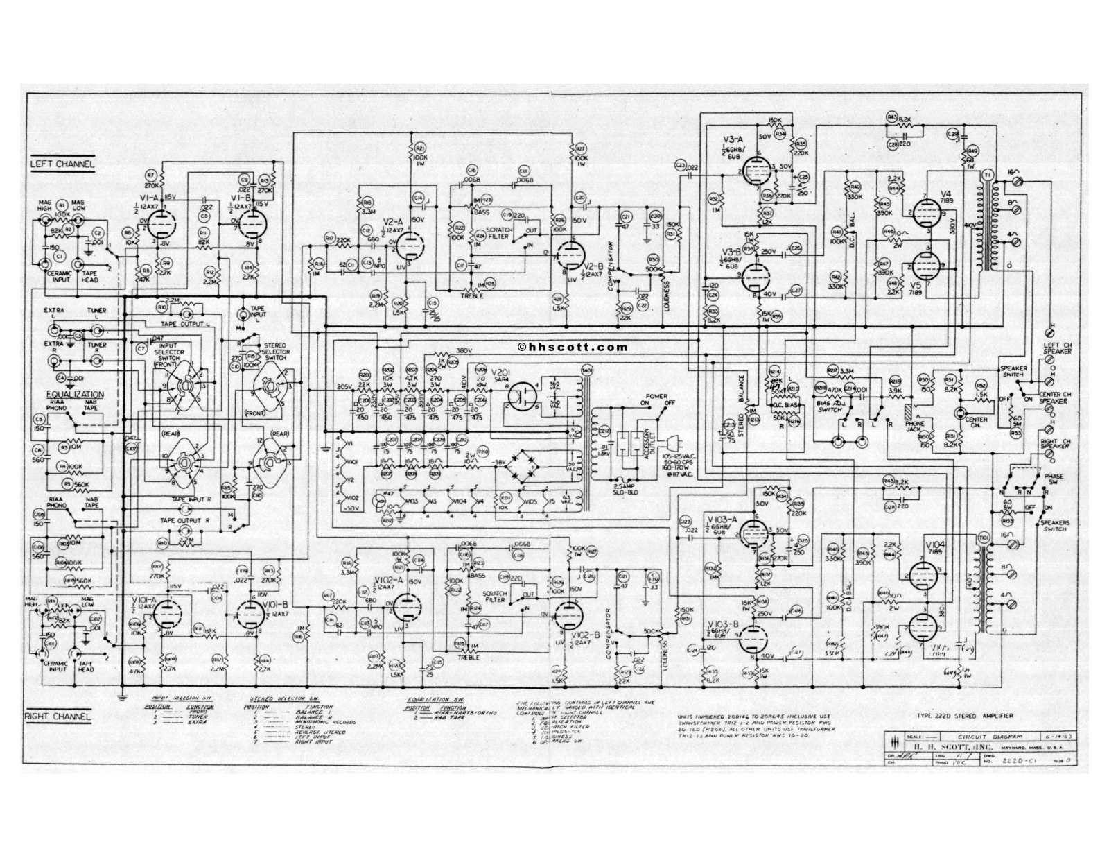 H.H. Scott 222-D Schematic