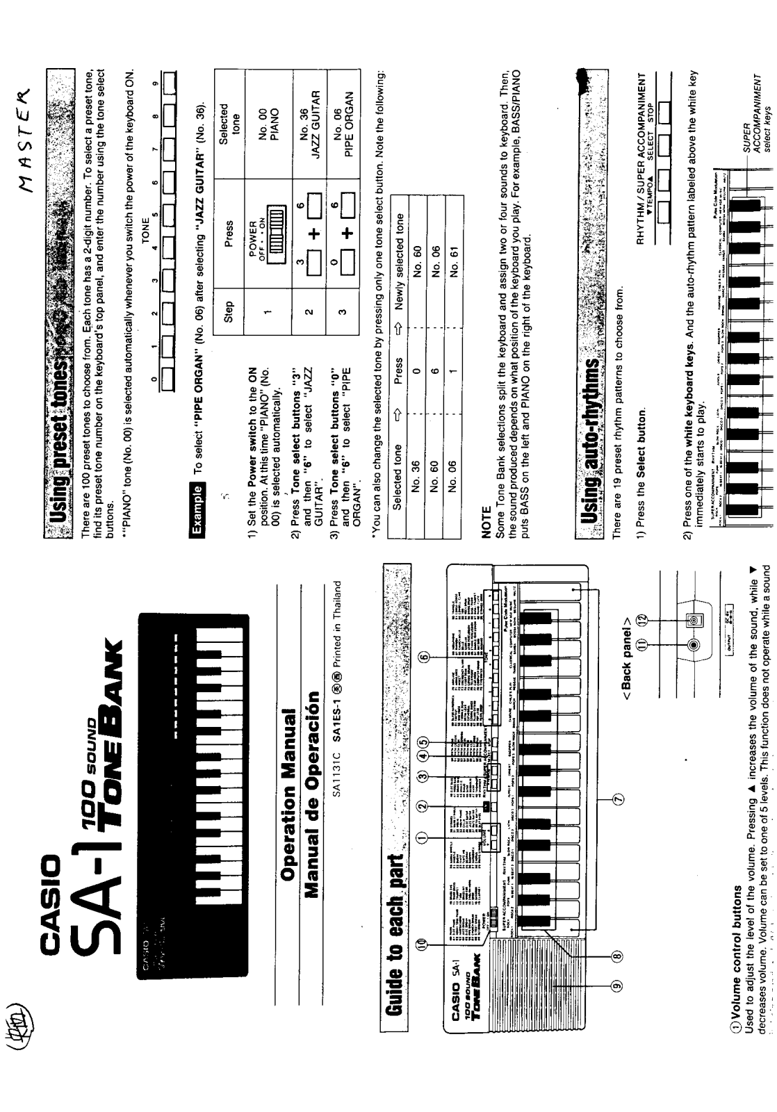 Casio SA-1 User Manual