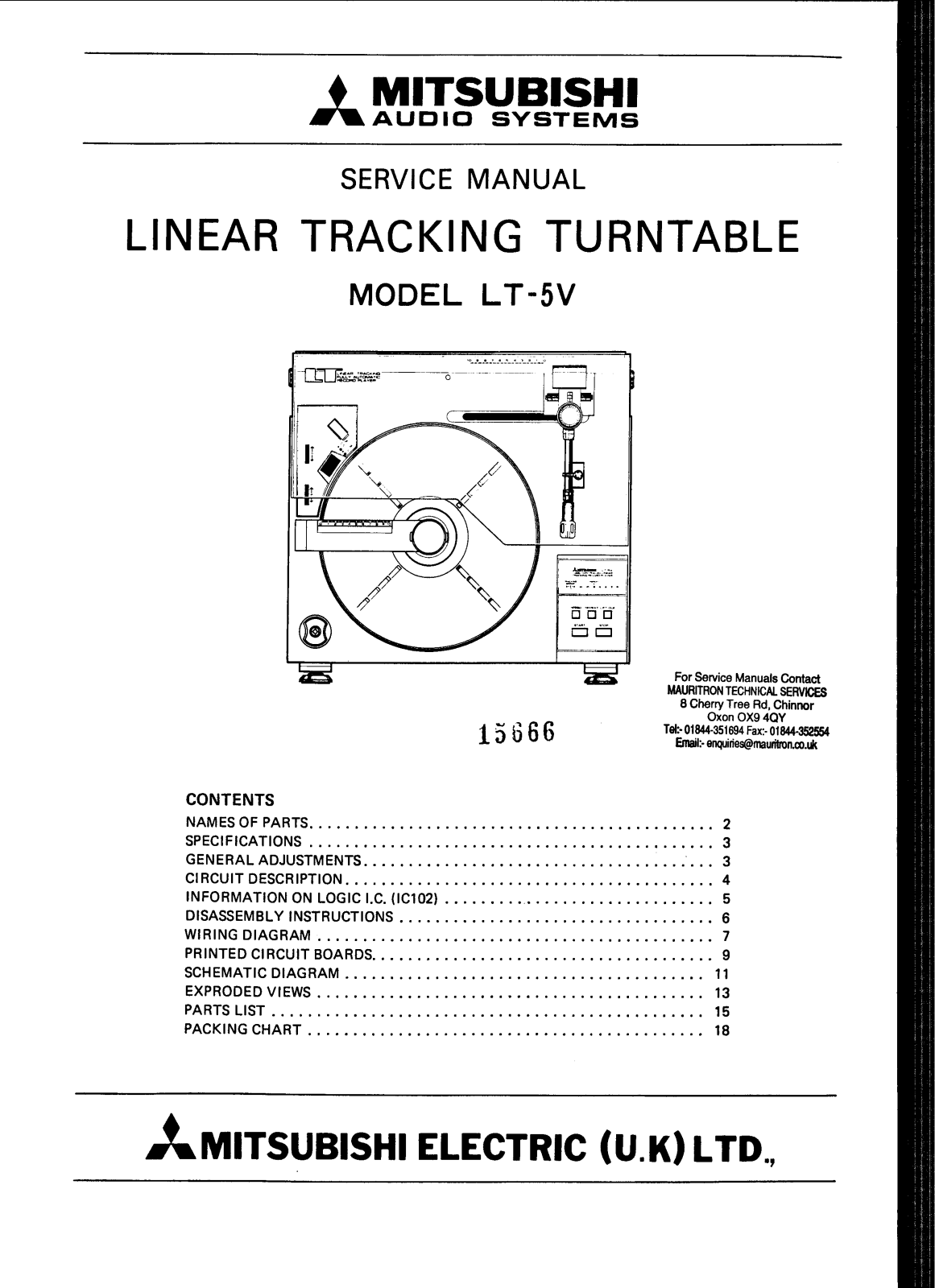 Mitsubishi LT-5-V Service manual