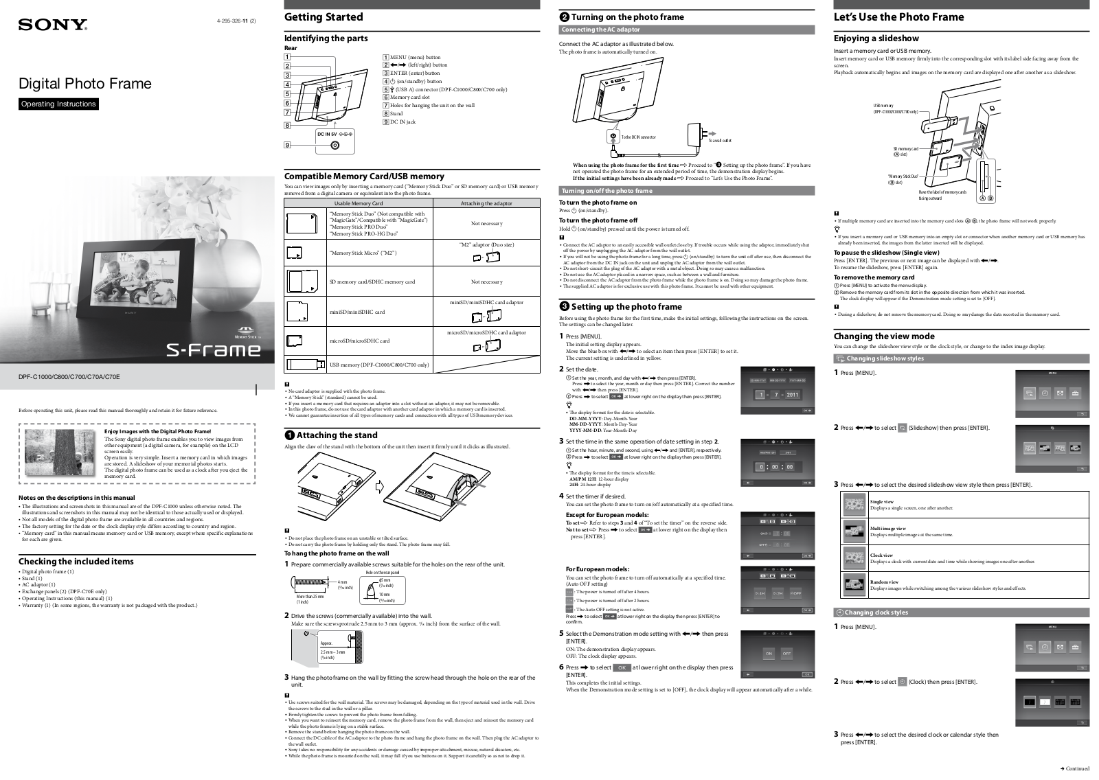 Sony DPF-C1000 User Manual