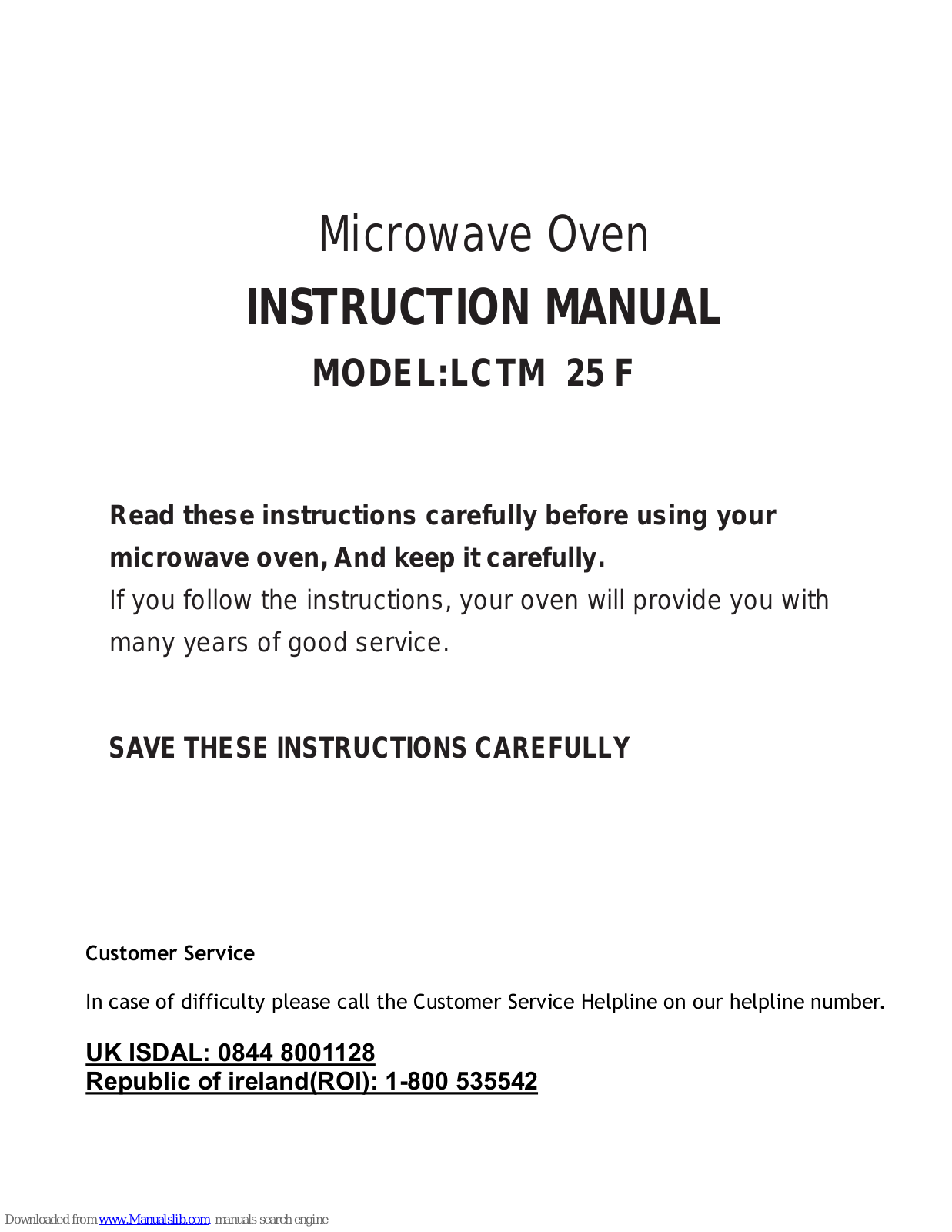 Prima LCTM 25 F Instruction Manual