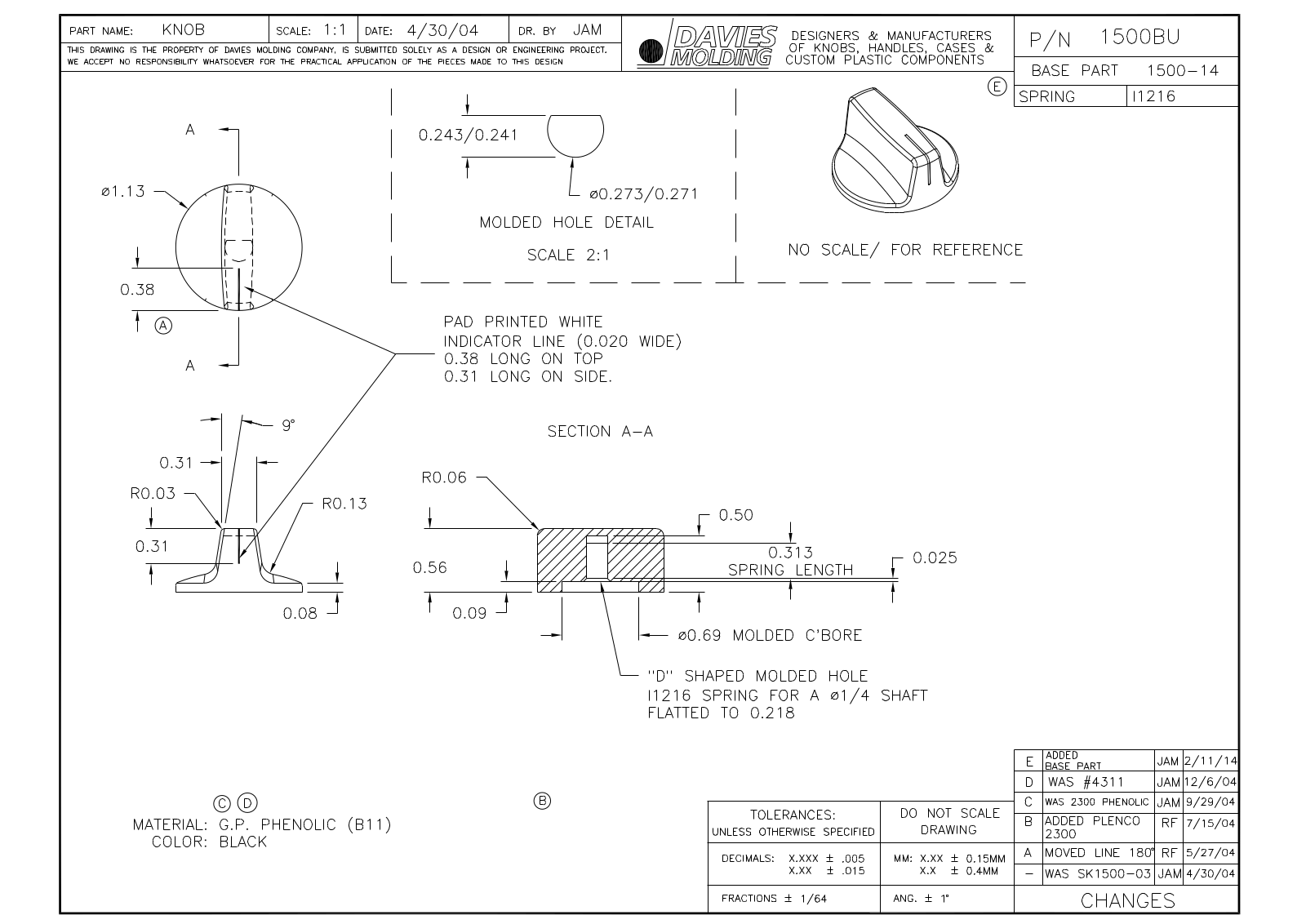 Davies Molding 1500BU Reference Drawing