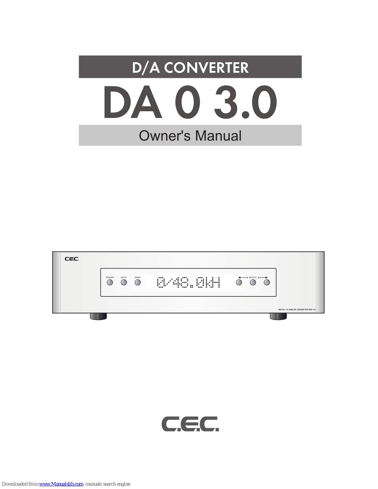 C.E.C. DA 0 3.0 Owner's Manual - ManualMachine.com